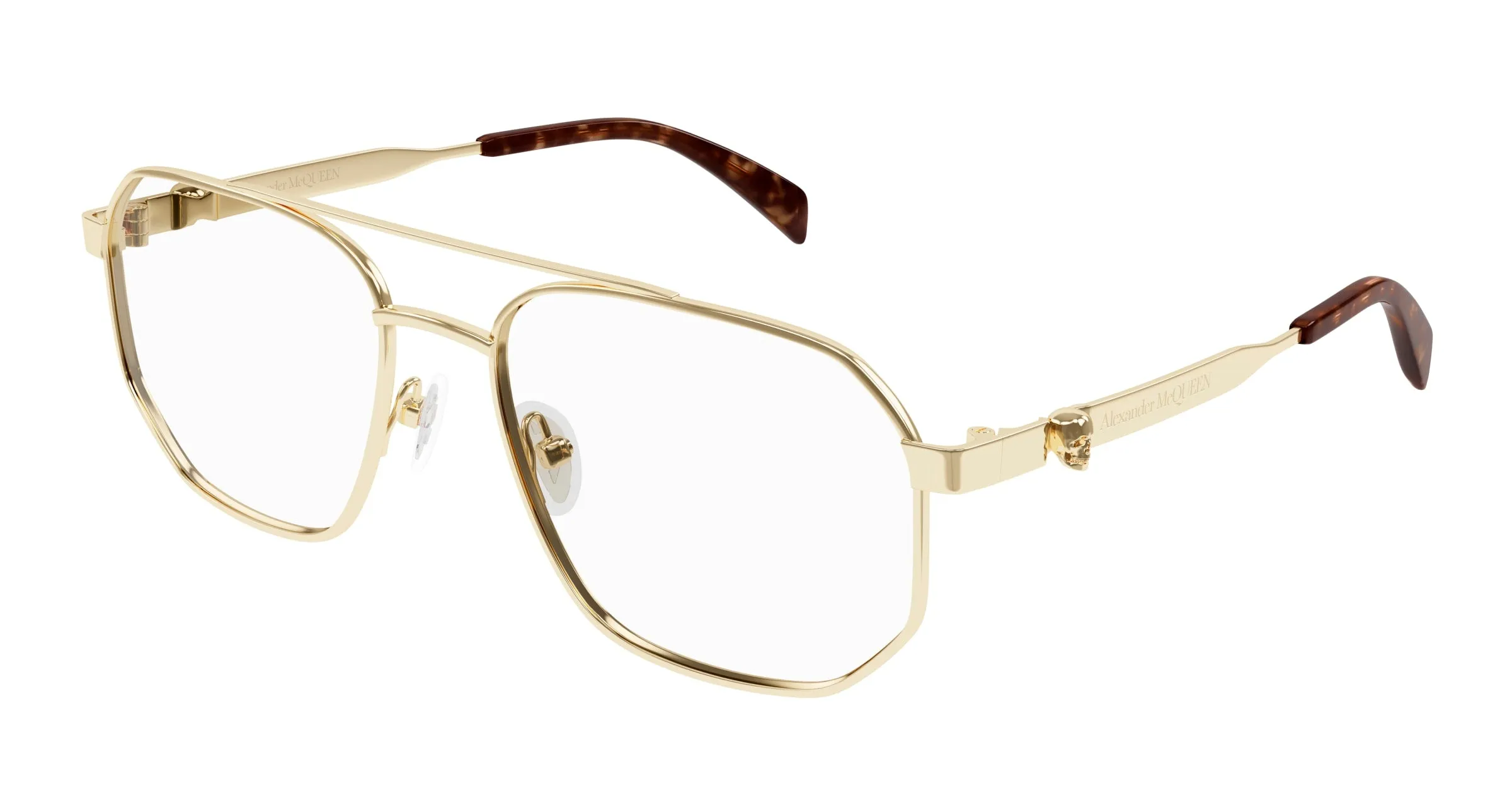 Alexander McQueen AM0459O 002 Montature da vista Acetato Oro Trasparente Pilot - immagine 1