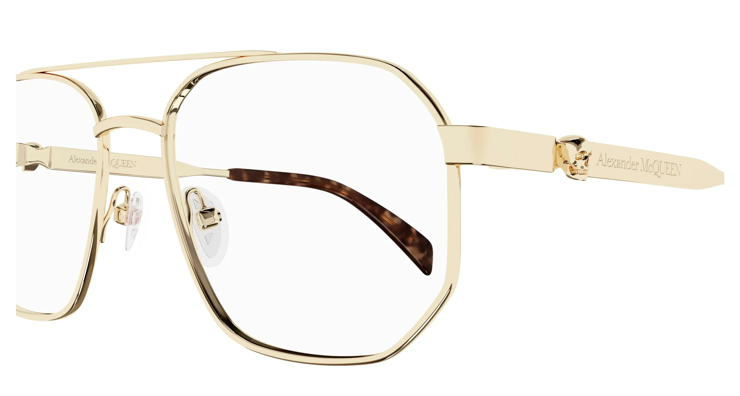 Alexander McQueen AM0459O 002 Montature da vista Acetato Oro Trasparente Pilot - immagine 3
