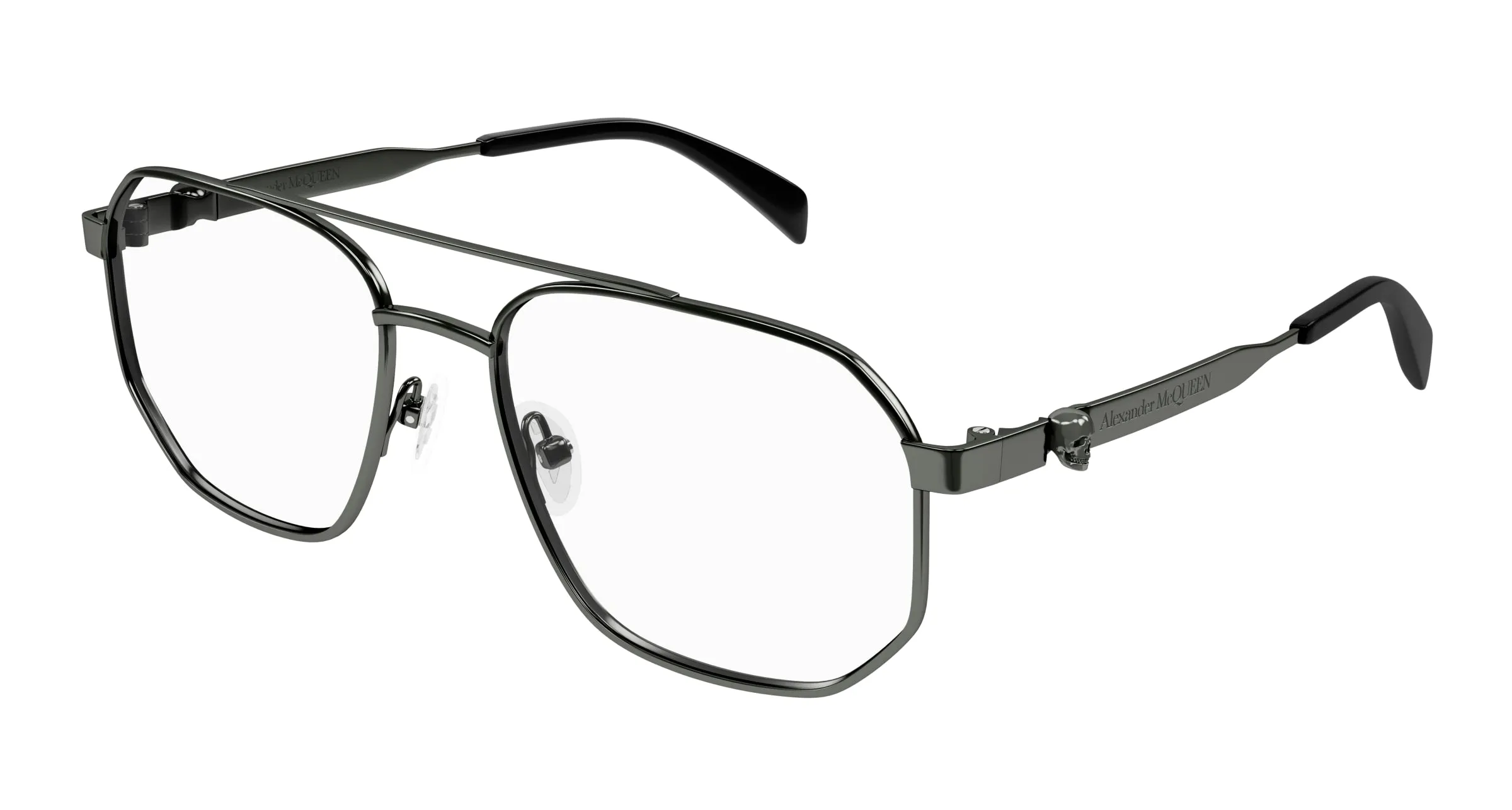 Alexander McQueen AM0459O 001 Montature da vista Acetato Rutenio Trasparente Pilot - immagine 1