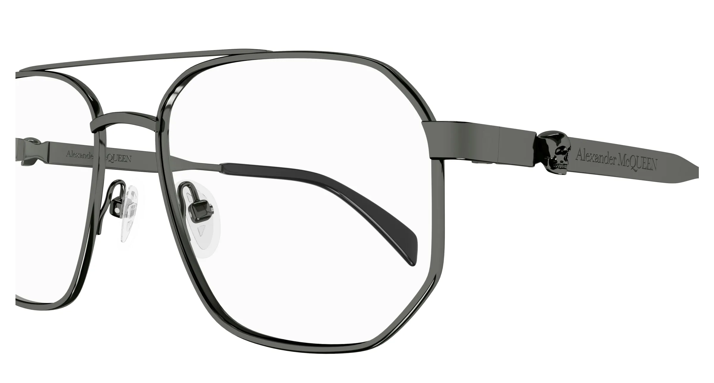 Alexander McQueen AM0459O 001 Montature da vista Acetato Rutenio Trasparente Pilot - immagine 3