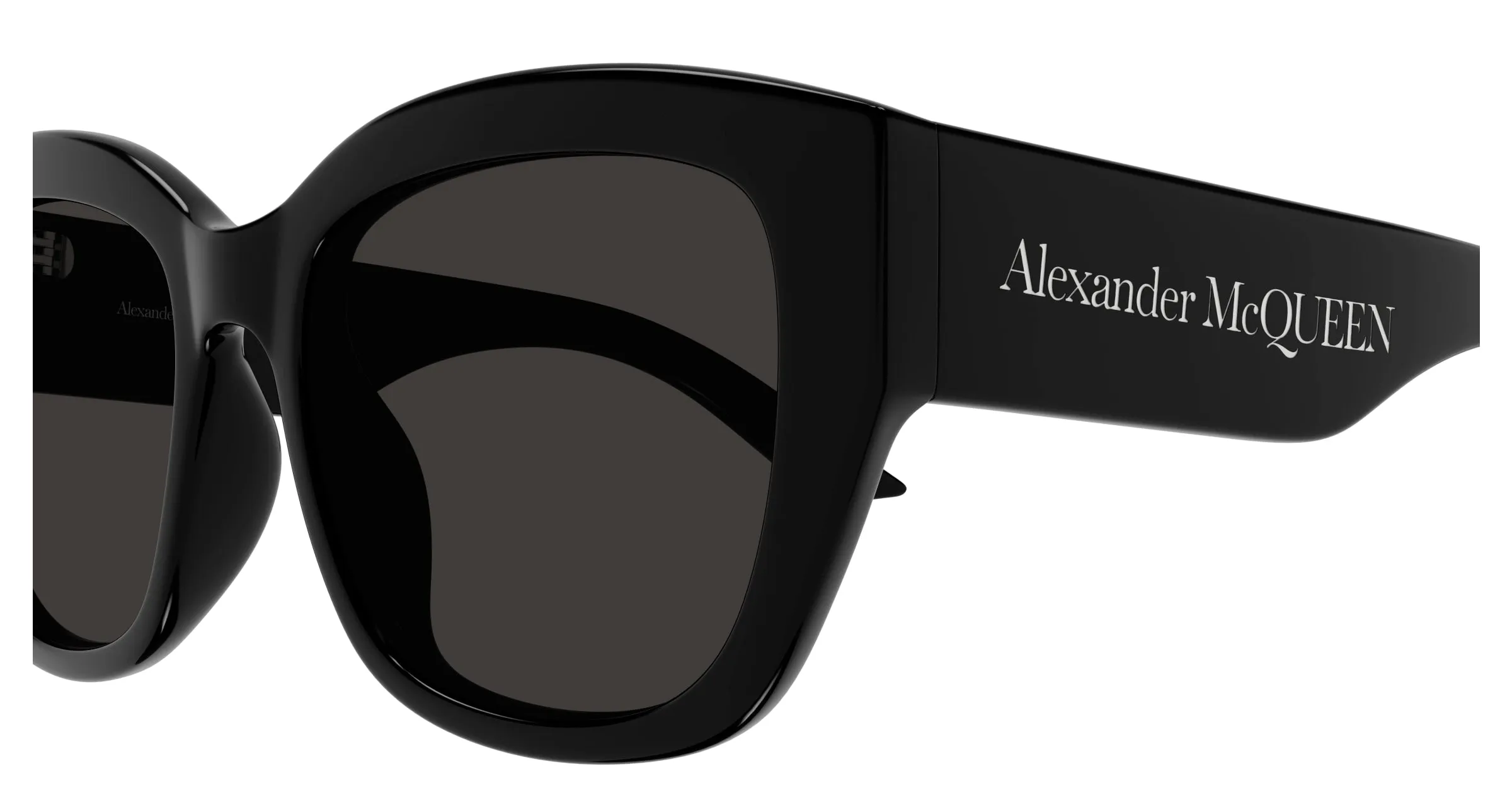 Alexander McQueen AM0451SA 001 Occhiali da sole Acetato Nero Grigio Farfalla - immagine 3