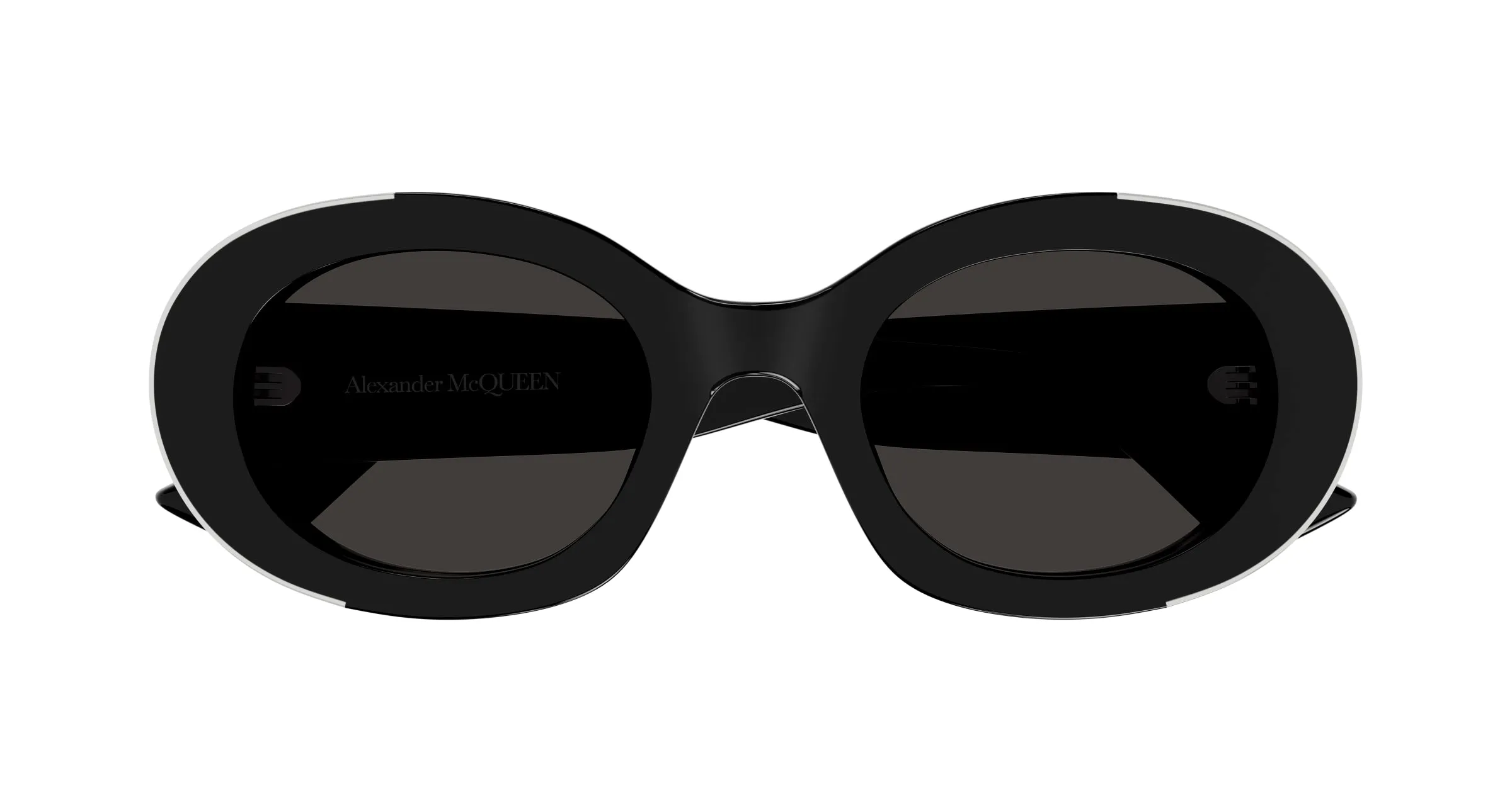 Alexander McQueen AM0445S 001 Occhiali da sole Acetato Nero Grigio Rotonda - immagine 2
