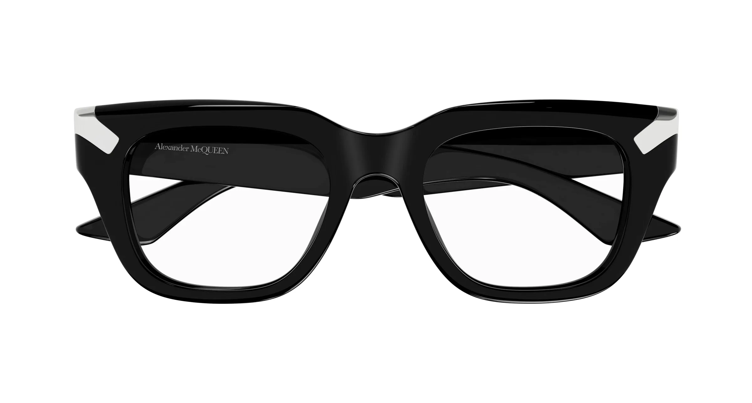 Alexander McQueen AM0443O 001 Montature da vista Acetato Nero Trasparente Squadrata - immagine 2