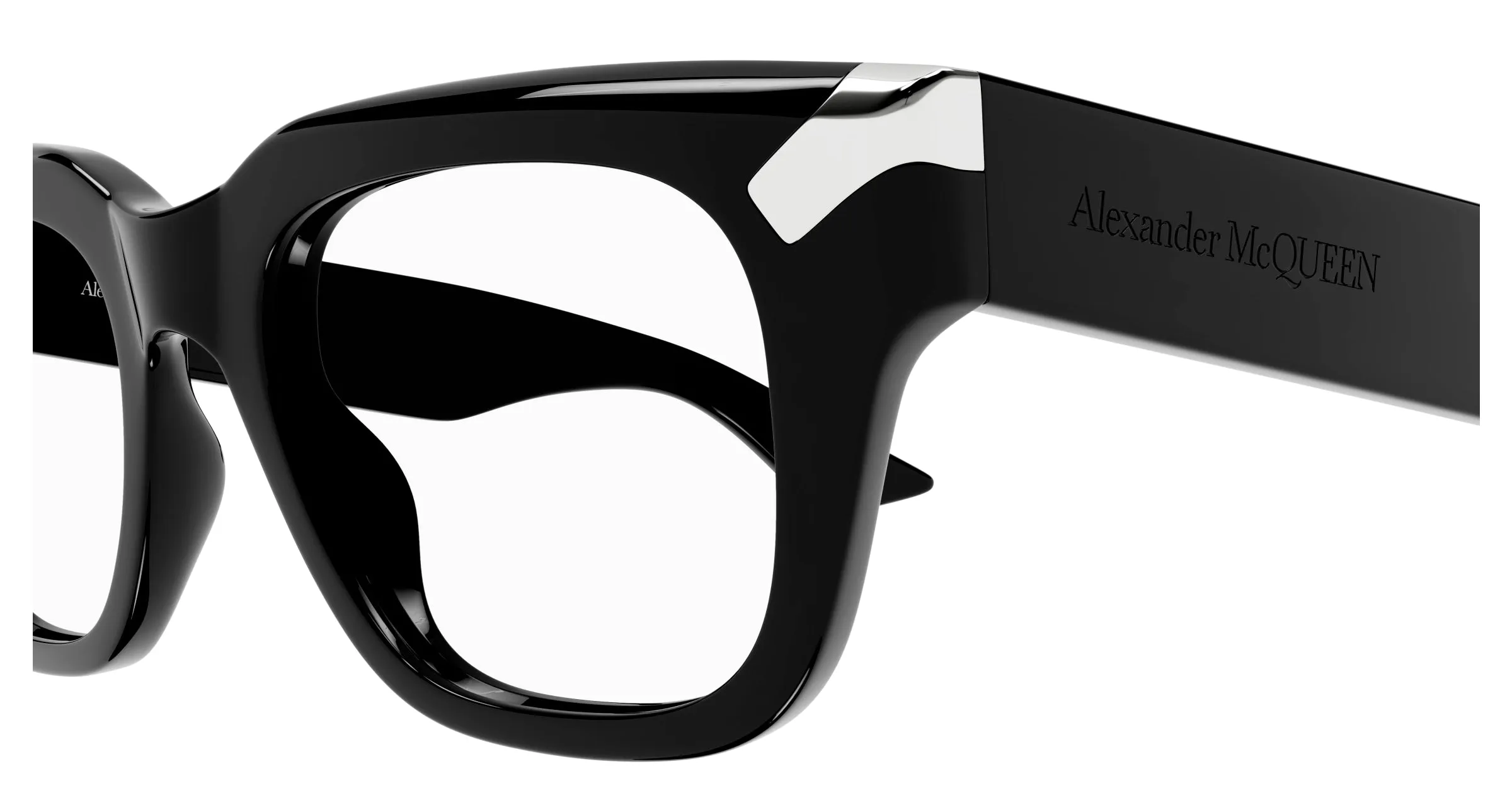 Alexander McQueen AM0443O 001 Montature da vista Acetato Nero Trasparente Squadrata - immagine 3
