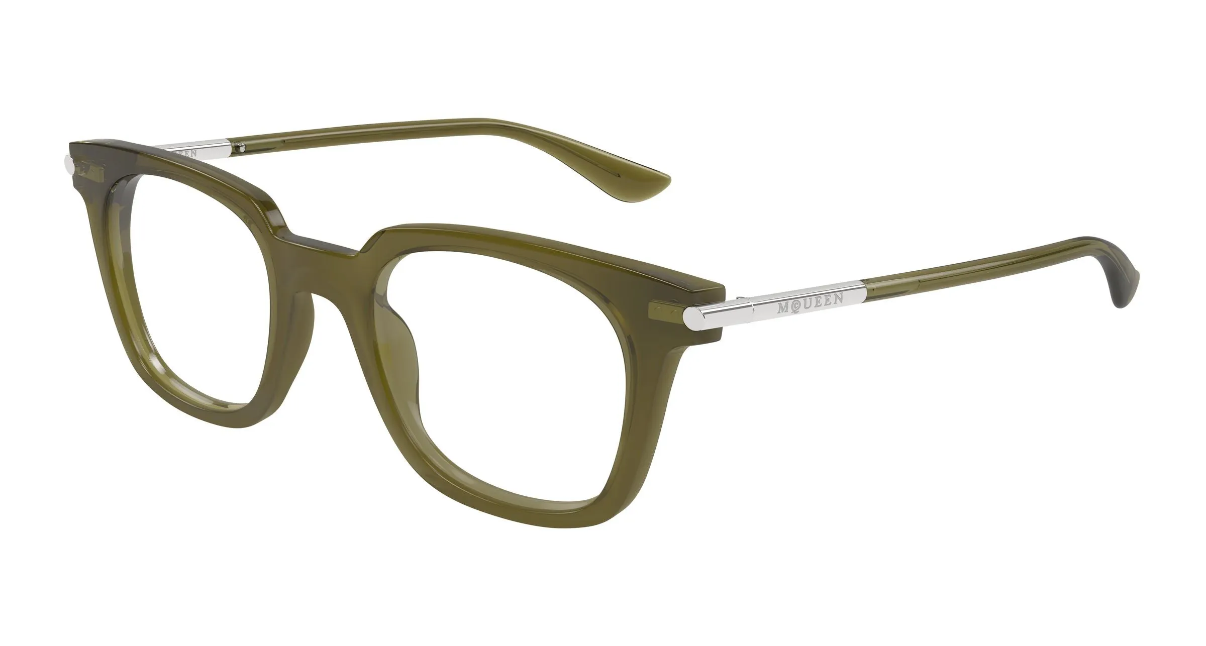 Alexander McQueen AM0521O 004 Montature da vista Acetato Verde Trasparente Squadrata - immagine 1
