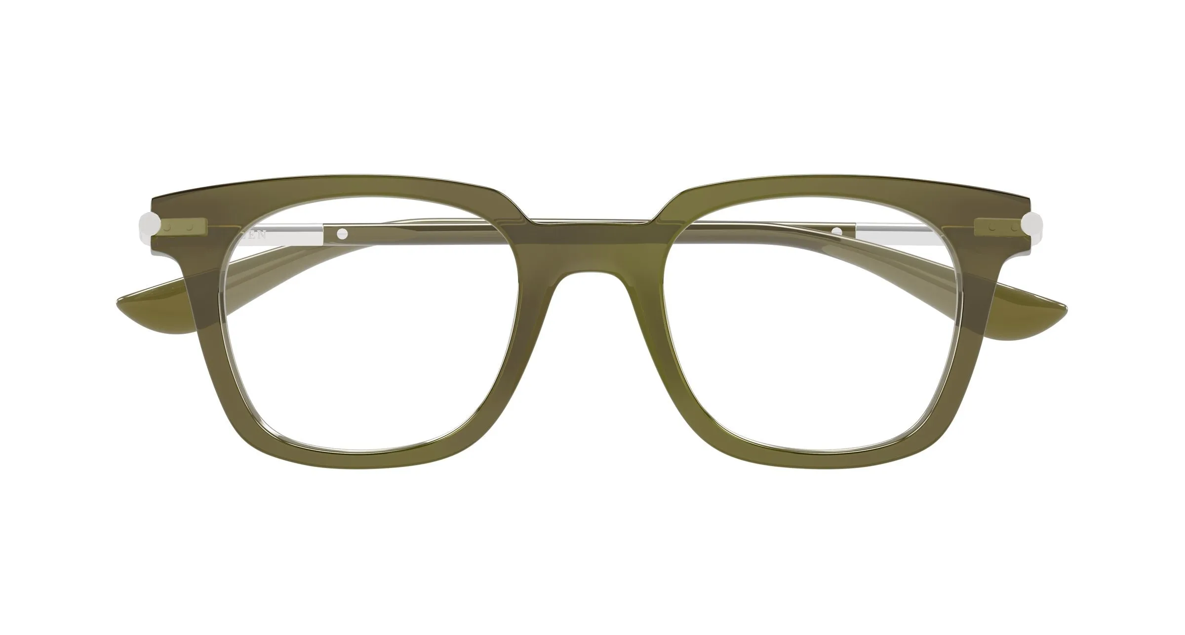 Alexander McQueen AM0521O 004 Montature da vista Acetato Verde Trasparente Squadrata - immagine 2