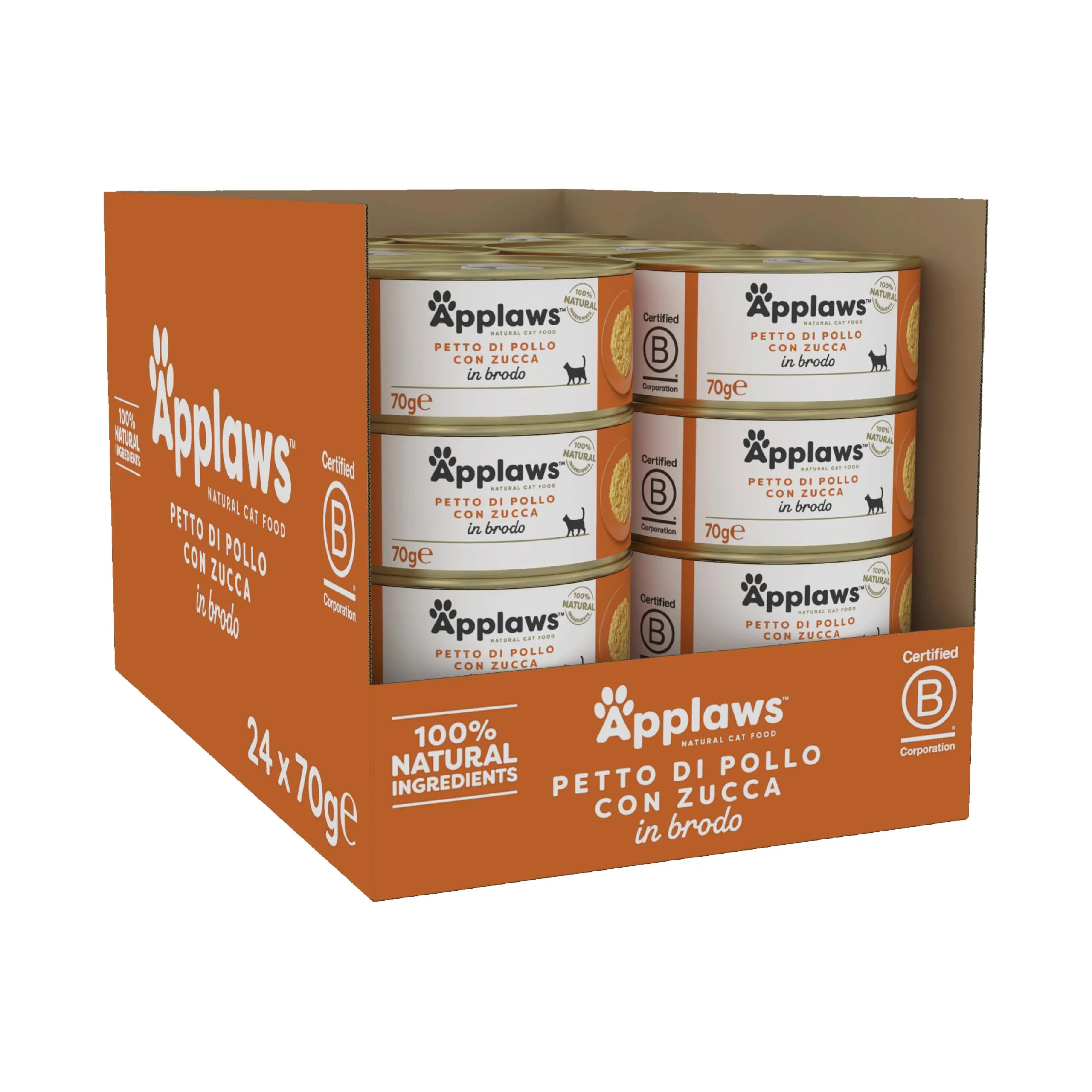 Applaws 100% Natural Wet Cat Food Tin Chicken with Pumpkin 24 x 70g Tins - immagine 2