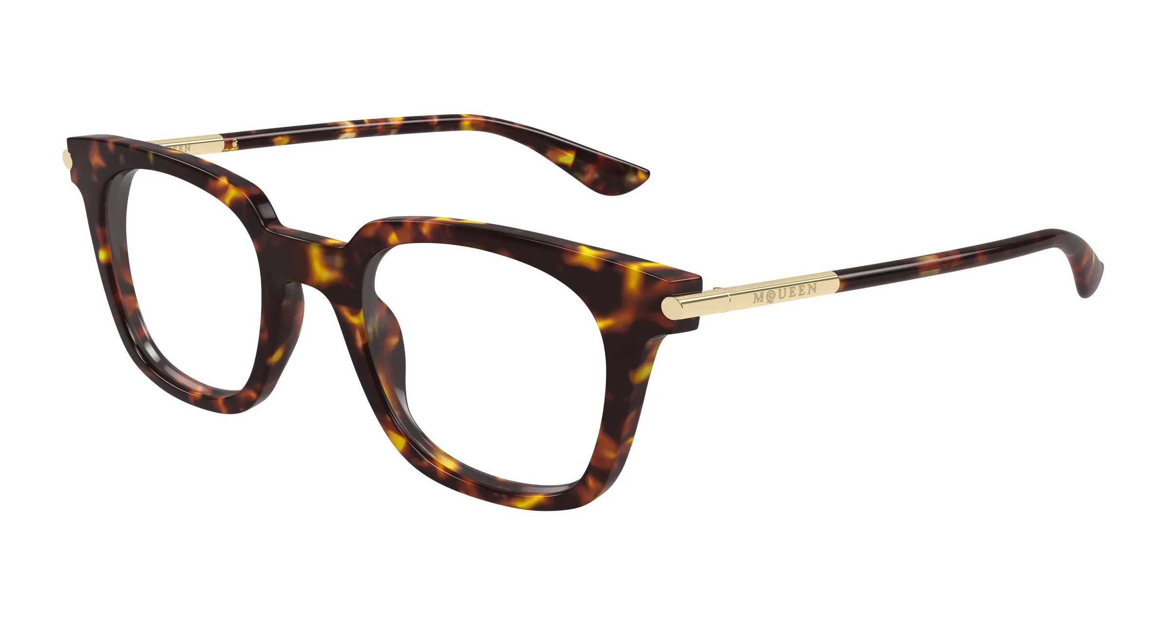 Alexander McQueen AM0521O 003 Montature da vista Acetato Havana Trasparente Squadrata - immagine 1