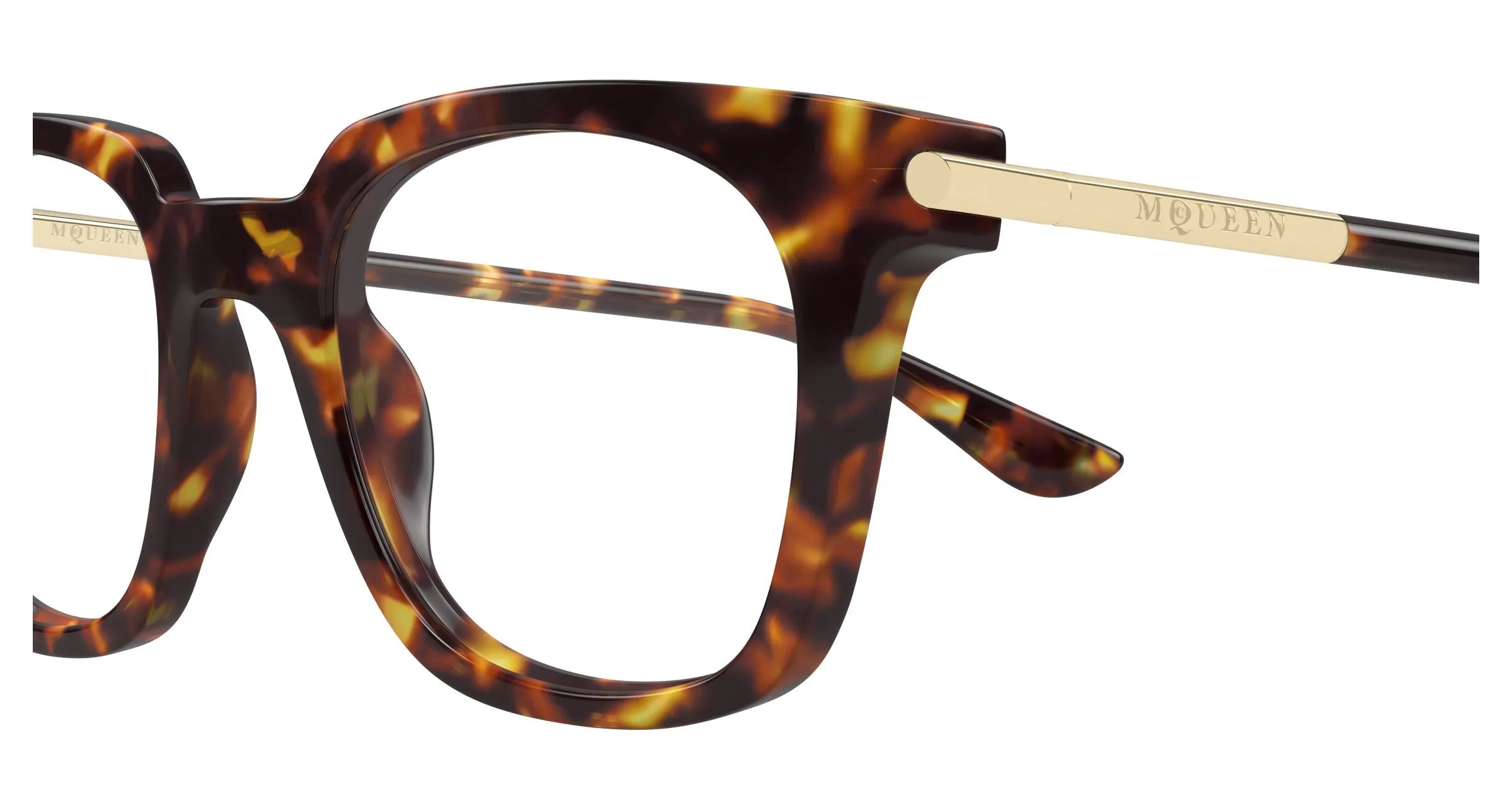 Alexander McQueen AM0521O 003 Montature da vista Acetato Havana Trasparente Squadrata - immagine 3
