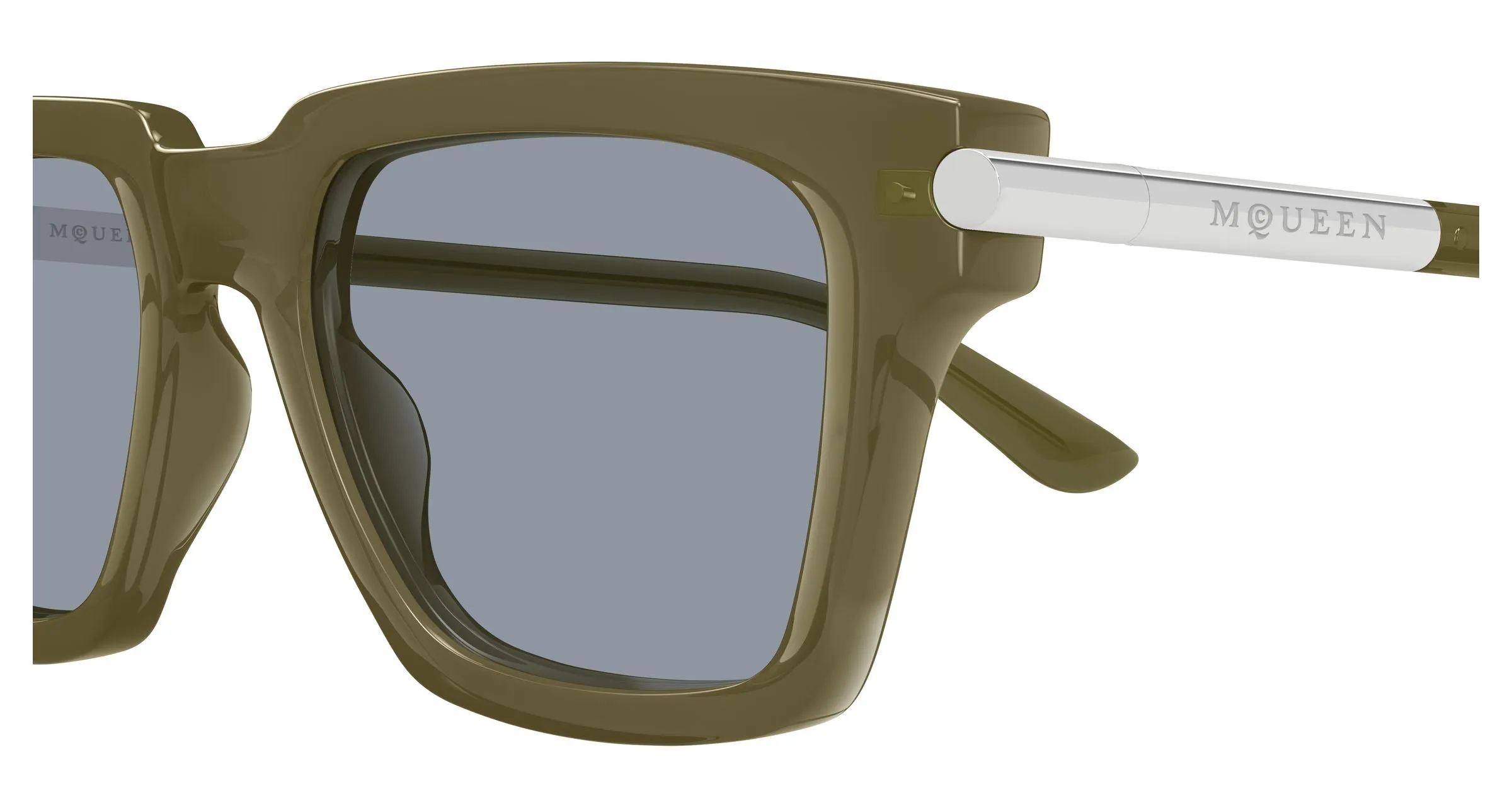 Alexander McQueen AM0519S 004 Occhiali da sole Acetato Verde Azzurro Squadrata - immagine 3