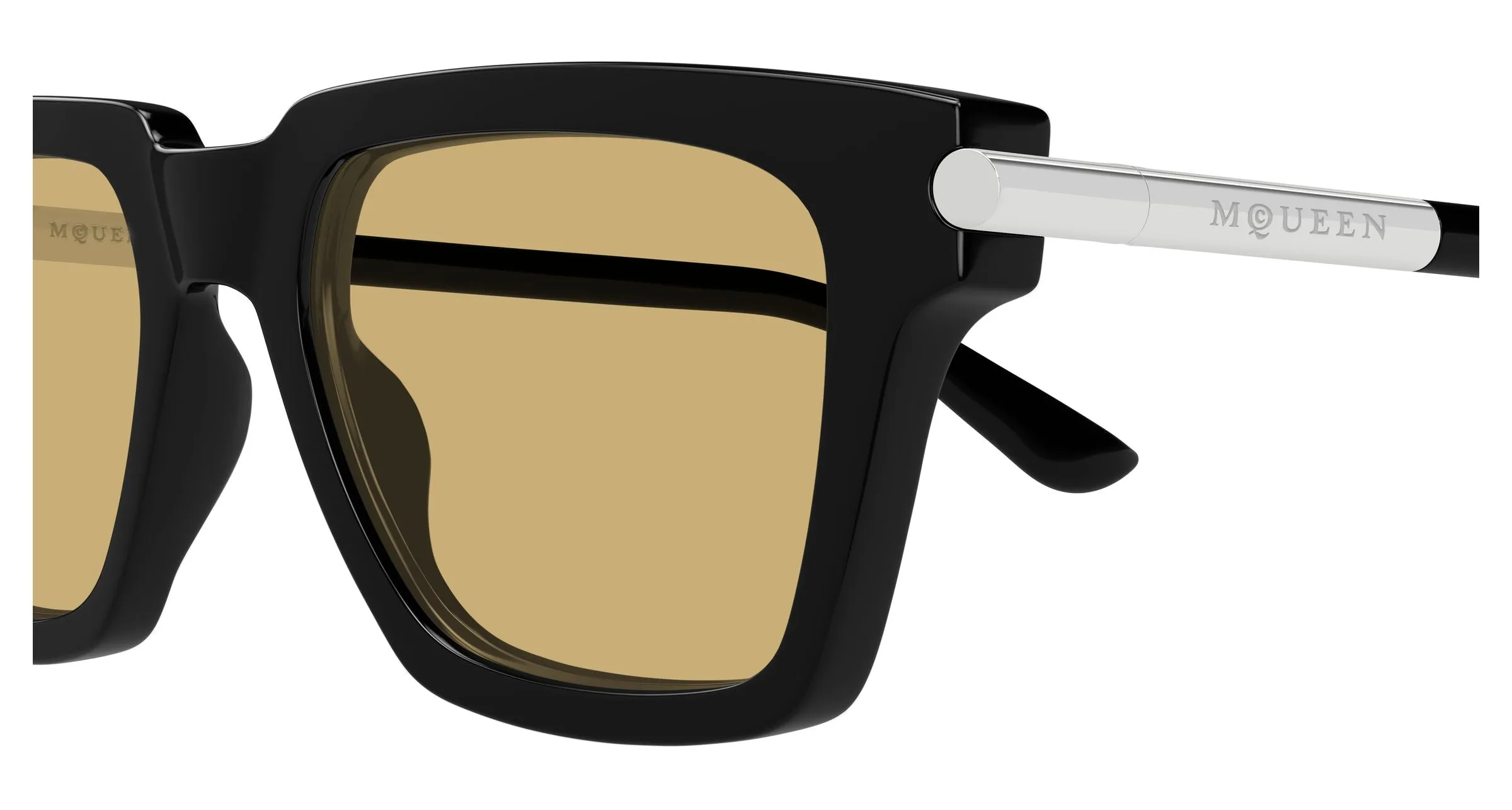 Alexander McQueen AM0519S 003 Occhiali da sole Acetato Nero Marrone Squadrata - immagine 3