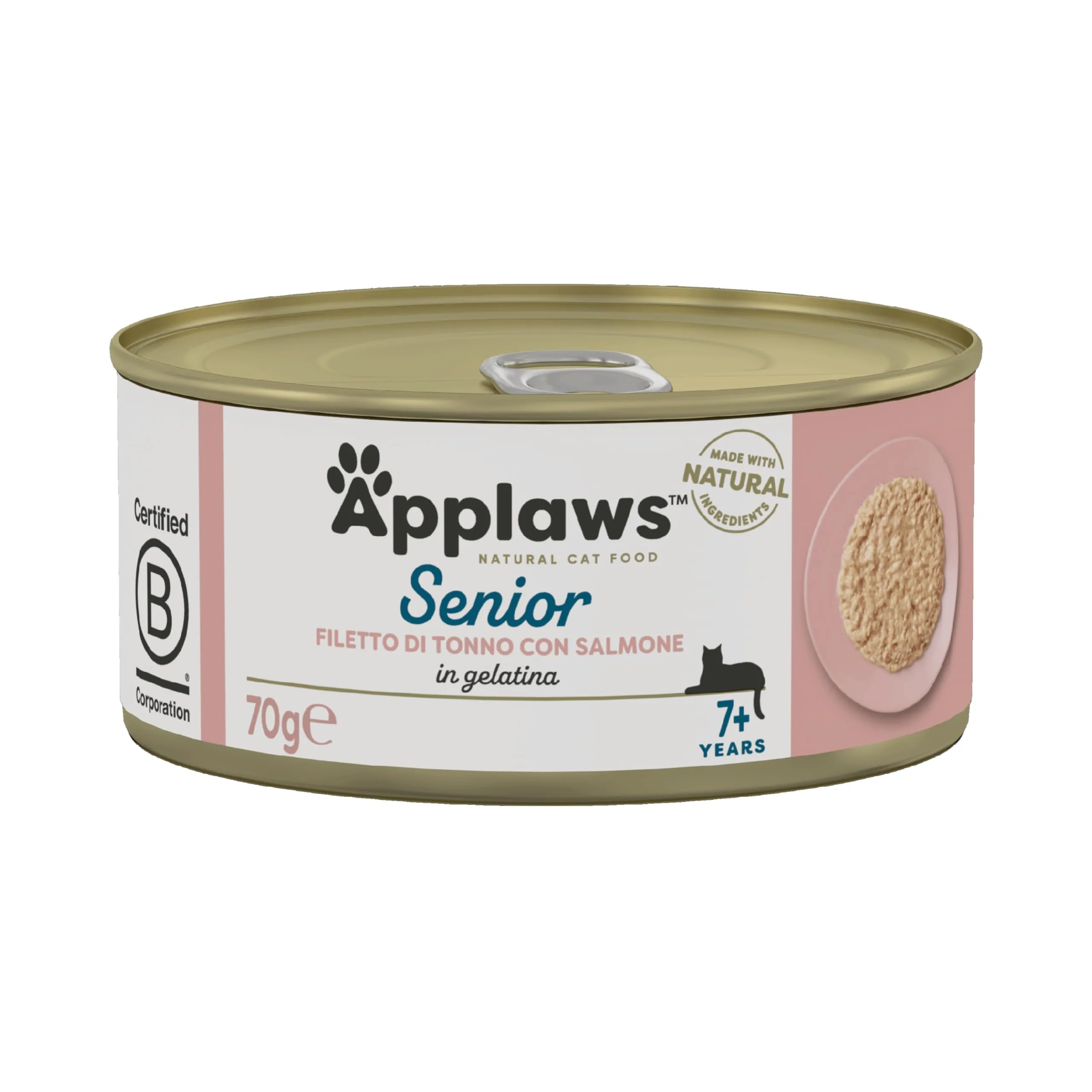 Applaws natürliche komplette nasse Katze Futter für ältere Katzen, Thunfisch mit Lachs in Brühe, 70 g Zinn (Packung mit 24) - immagine 1
