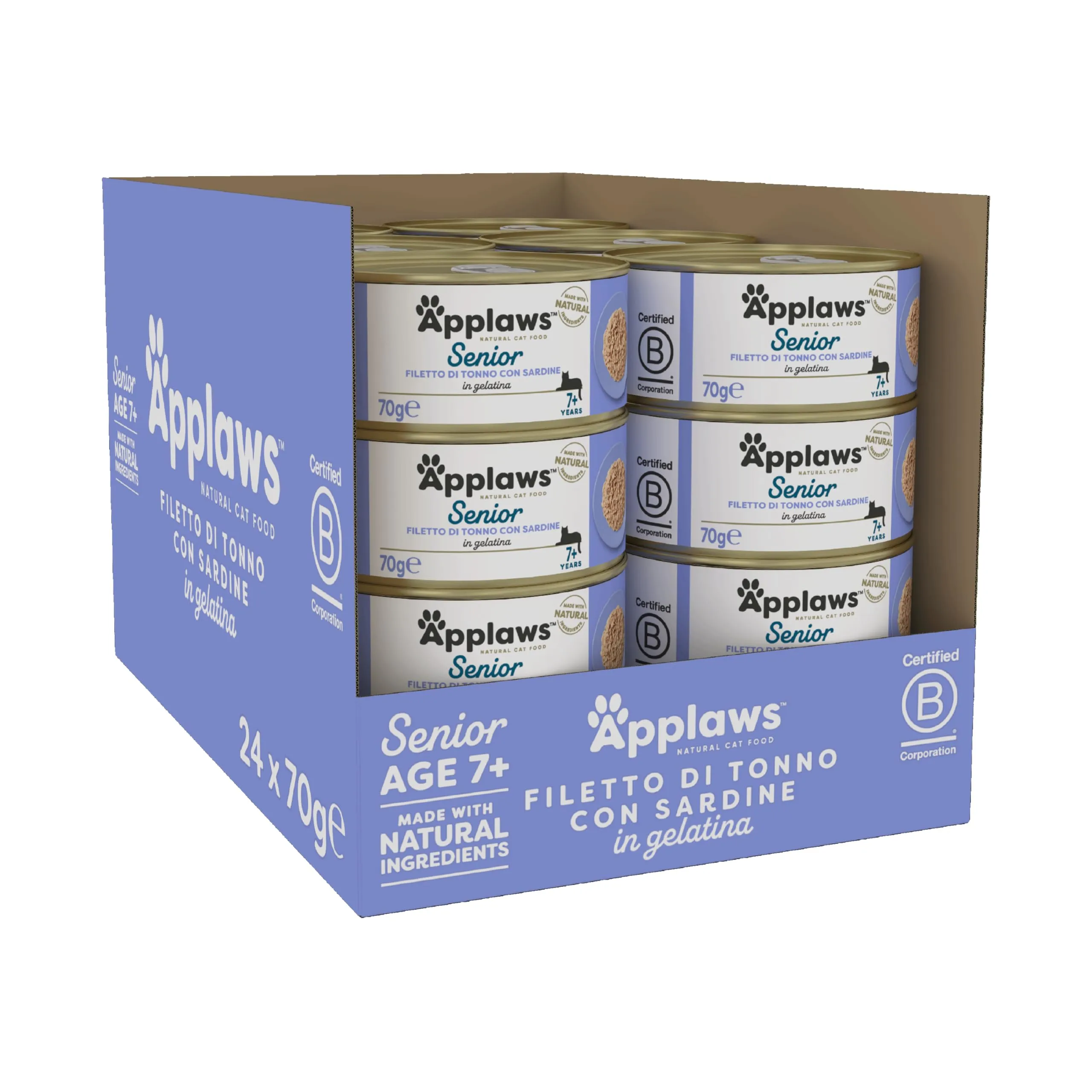 Applaws Komplette Katze Katze Essen, Senior, Thunfisch mit Sardinen in Soft Jelly, 70g (Packung mit 24) - immagine 2