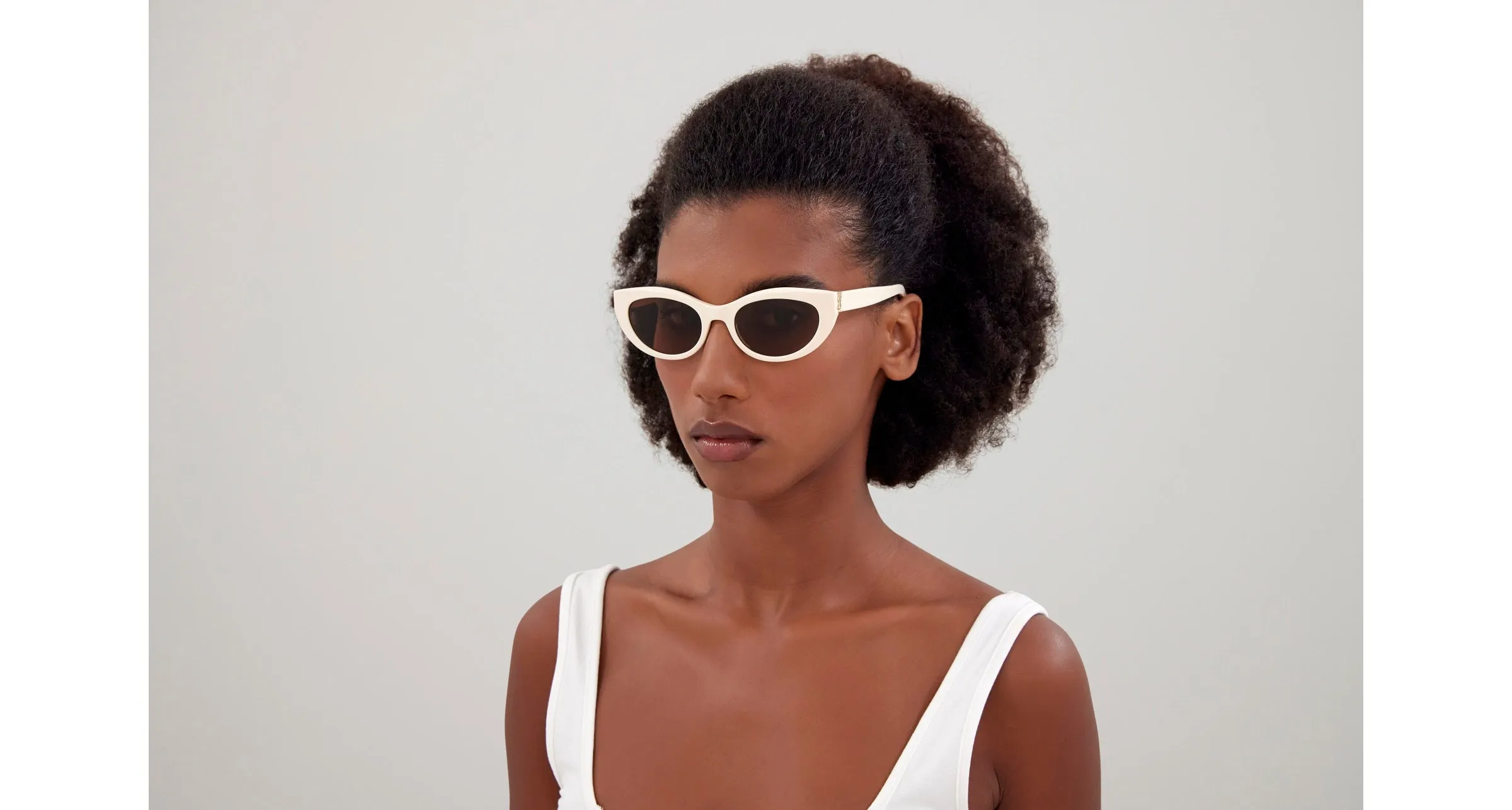 SAINT LAURENT SL M115 004 Occhiali da sole Acetato Avorio Marrone Cat Eye - immagine 4