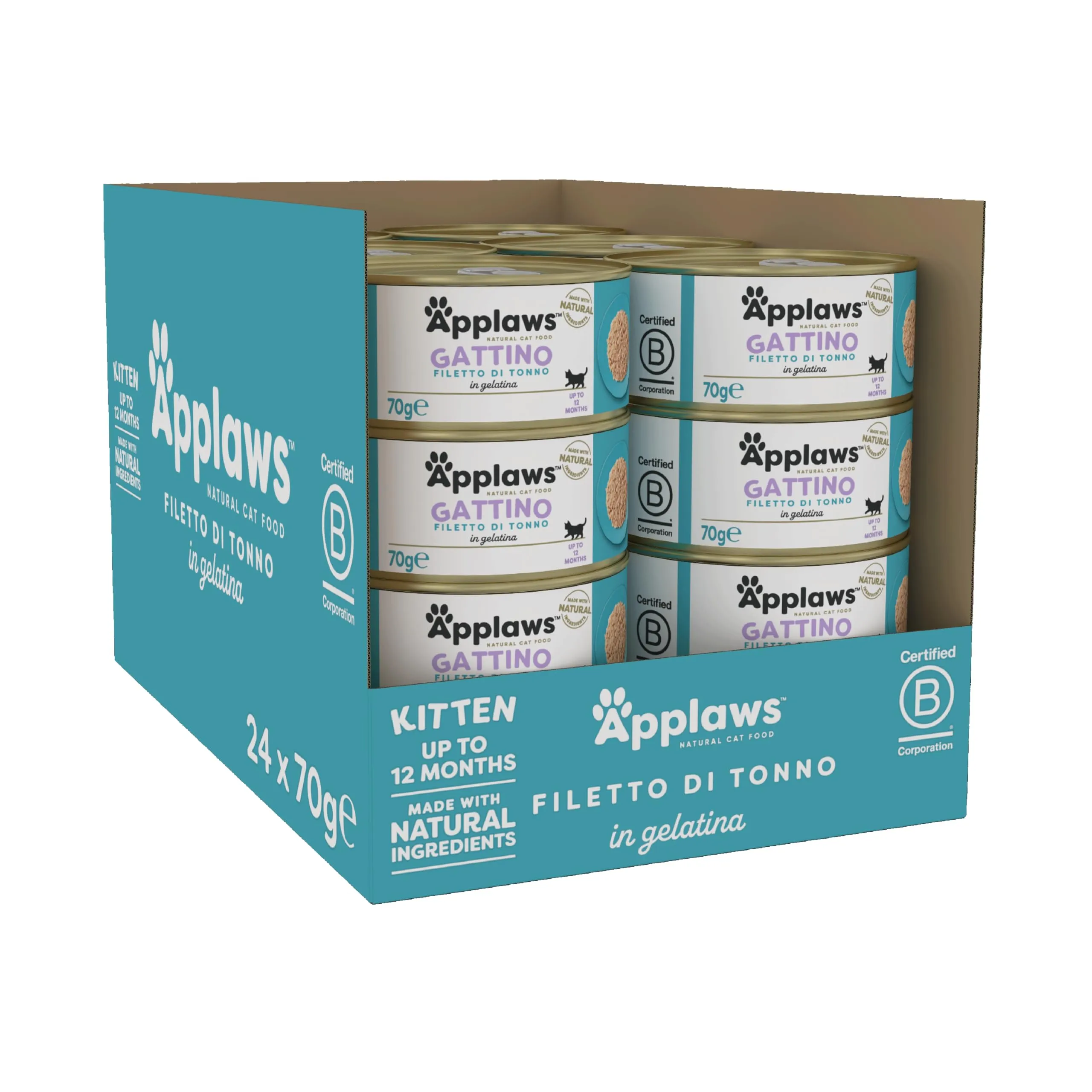 Applaws Natural Wet Kitten Food, Tuna in Jelly Tin, 70 g (Pack of 24) (Packaging May Vary) - immagine 2