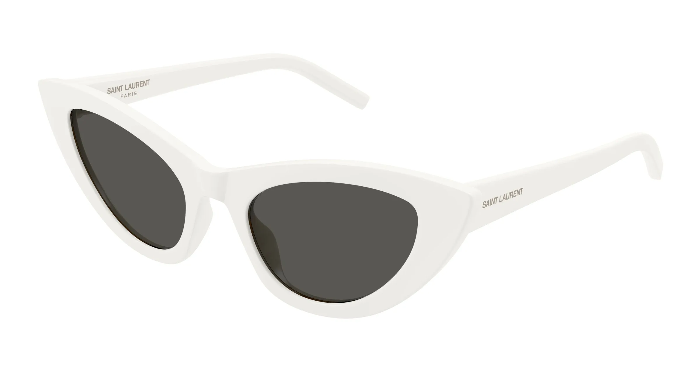 SAINT LAURENT SL 213 LILY 017 Occhiali da sole Acetato Bianco Grigio Cat Eye - immagine 1