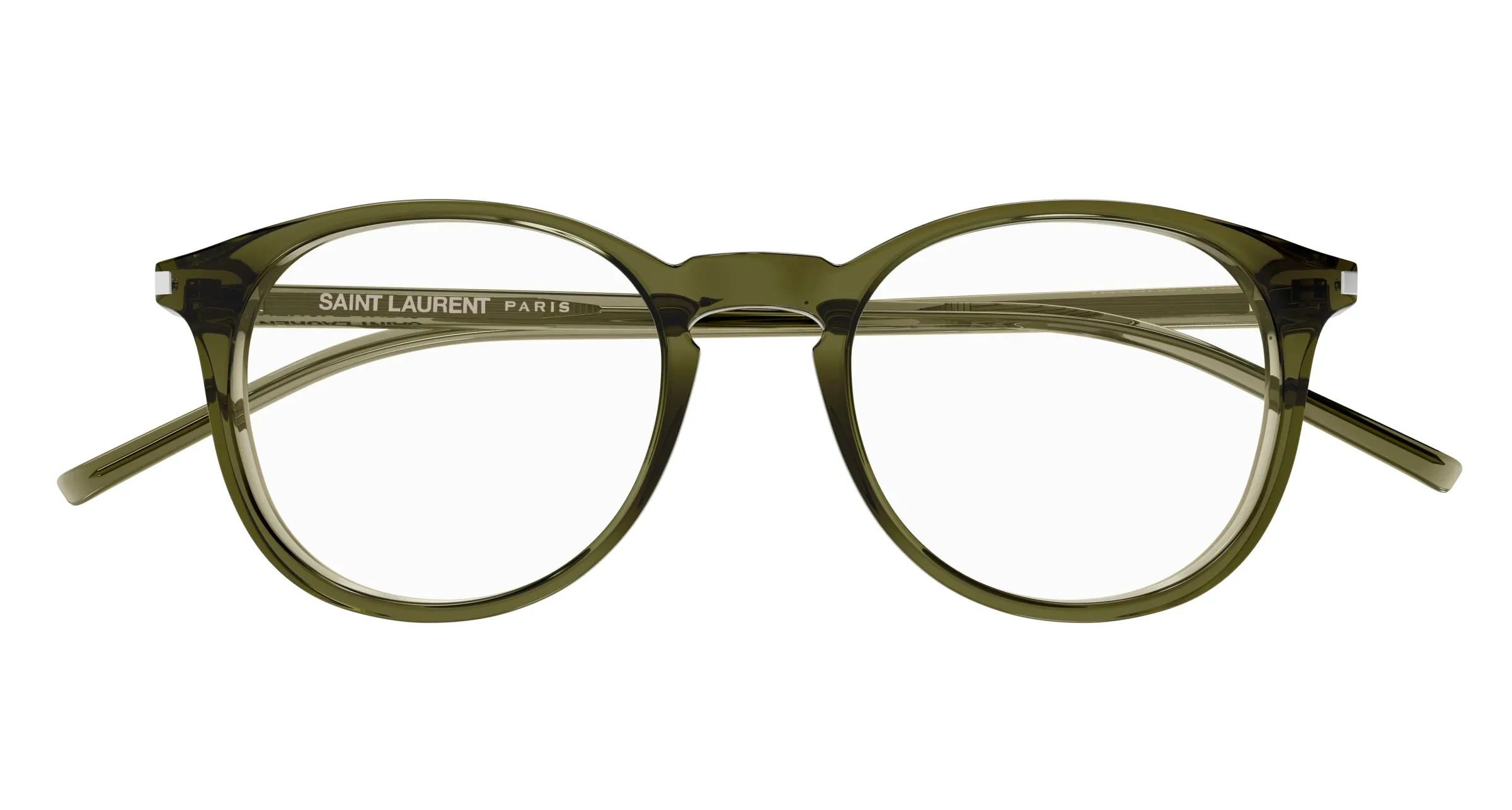 SAINT LAURENT SL 106 012 Montature da vista Acetato Verde Trasparente Rotonda - immagine 2