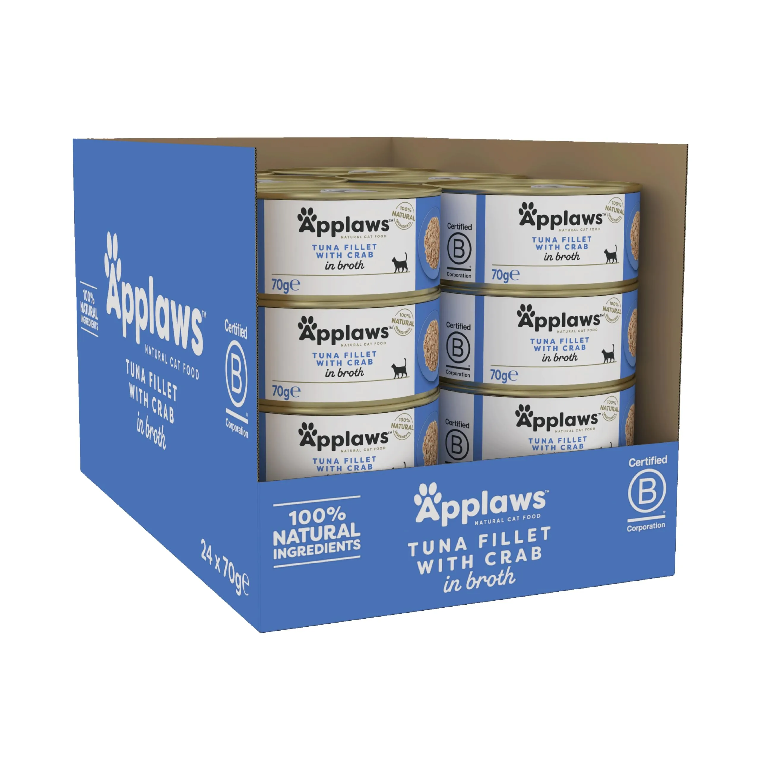 Applaws Cibo in Scatola per Gatti, Tonno e Granchio , 24 x 70g - immagine 1