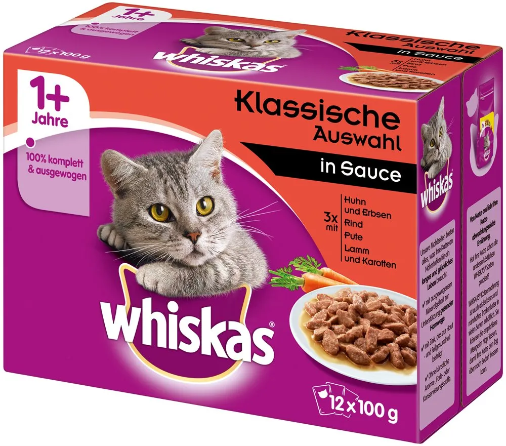 Whiskas 1 cibo umido per gatti – selezione classica in salsa – cibo umido di alta qualità in 48 sacchetti per un gatto felice a partire da 1 anno – cibo per gatti – Confezione da 4 (4 x 12 sacchetti - immagine 4