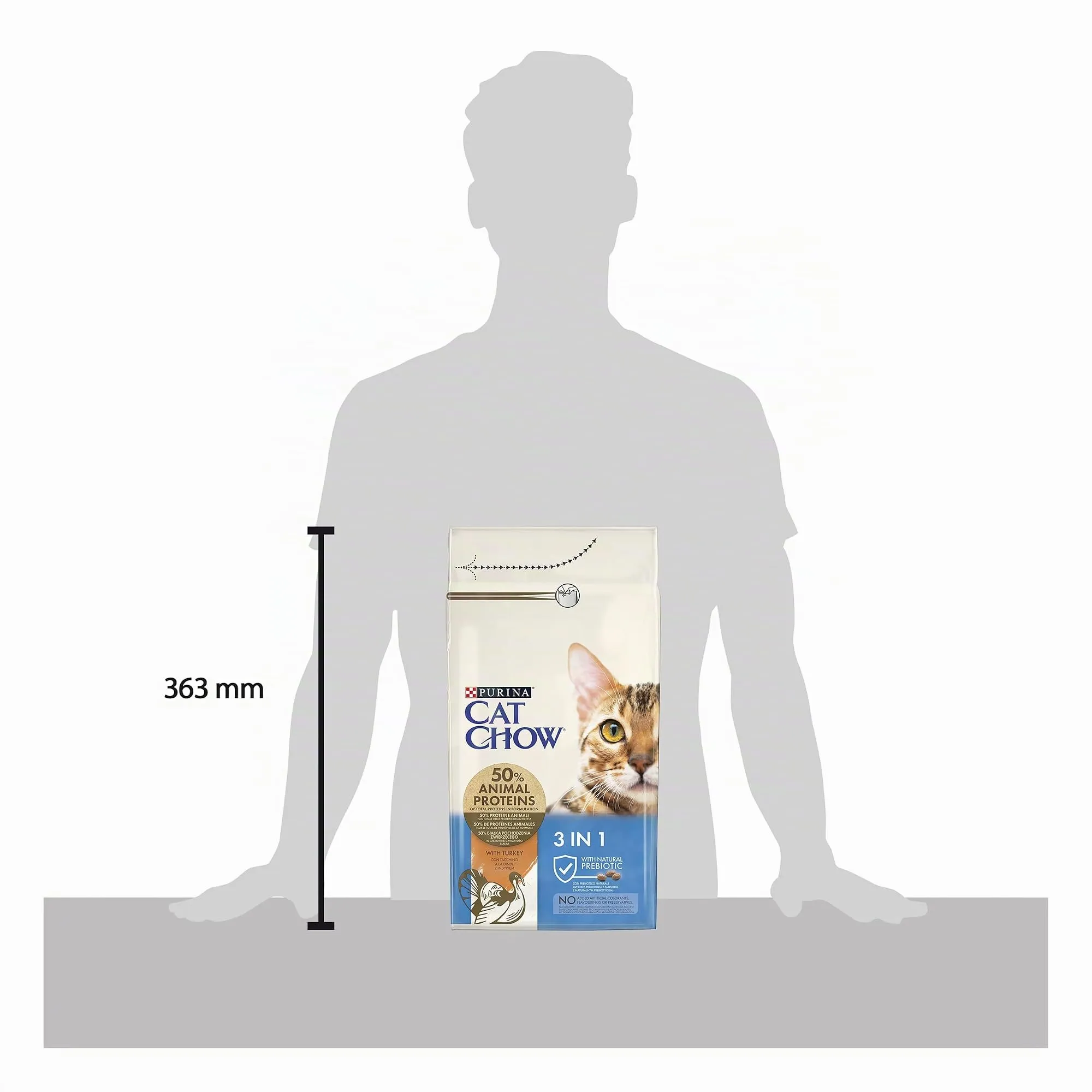 PURINA CAT CHOW 3 in 1 Crocchette per gatti adulti con Tacchino, 6 sacchi da 1.5kg - immagine 4