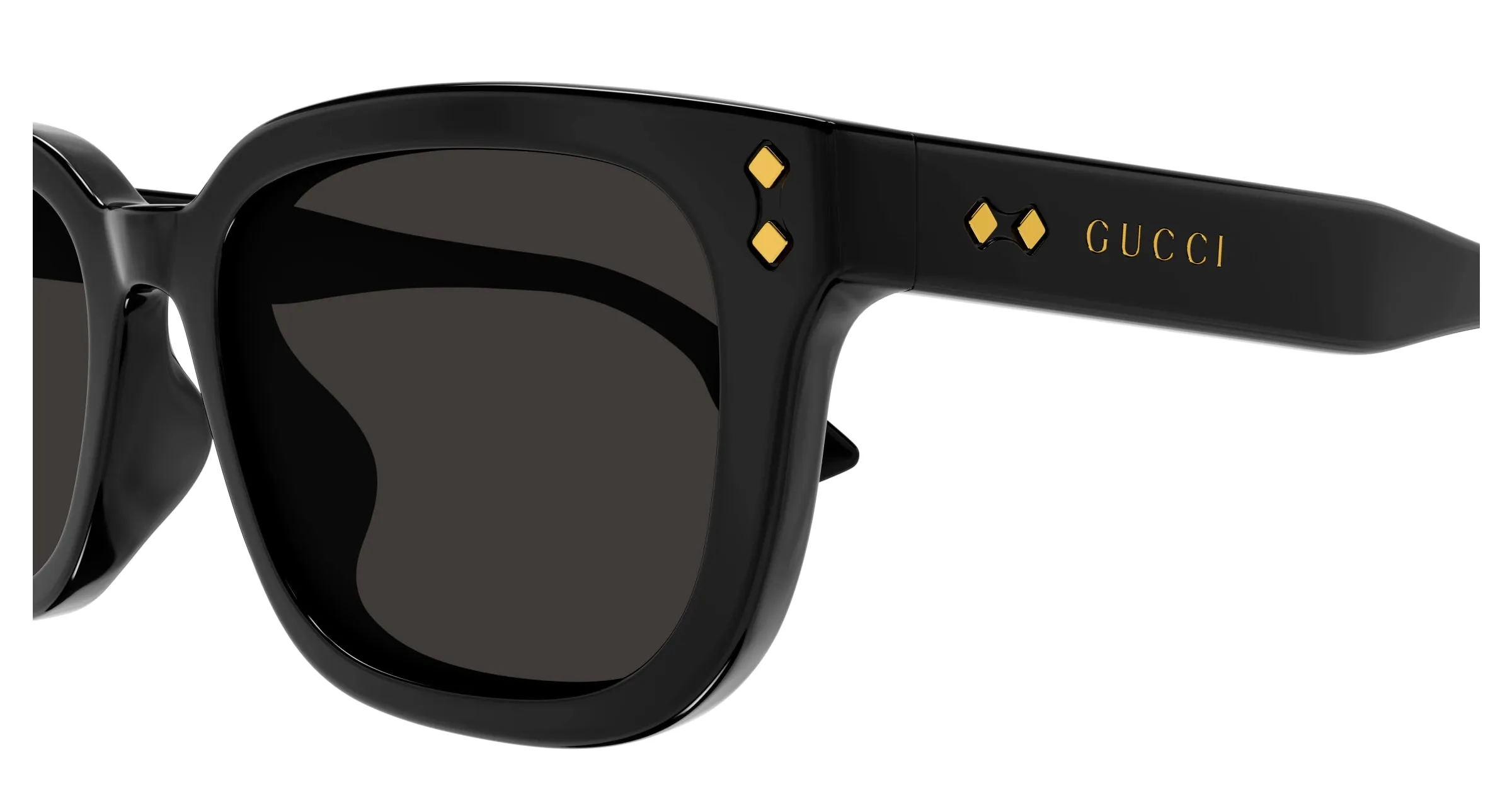 Gucci GG1605SK 001 Occhiali da sole Acetato Nero Grigio Squadrata - immagine 3