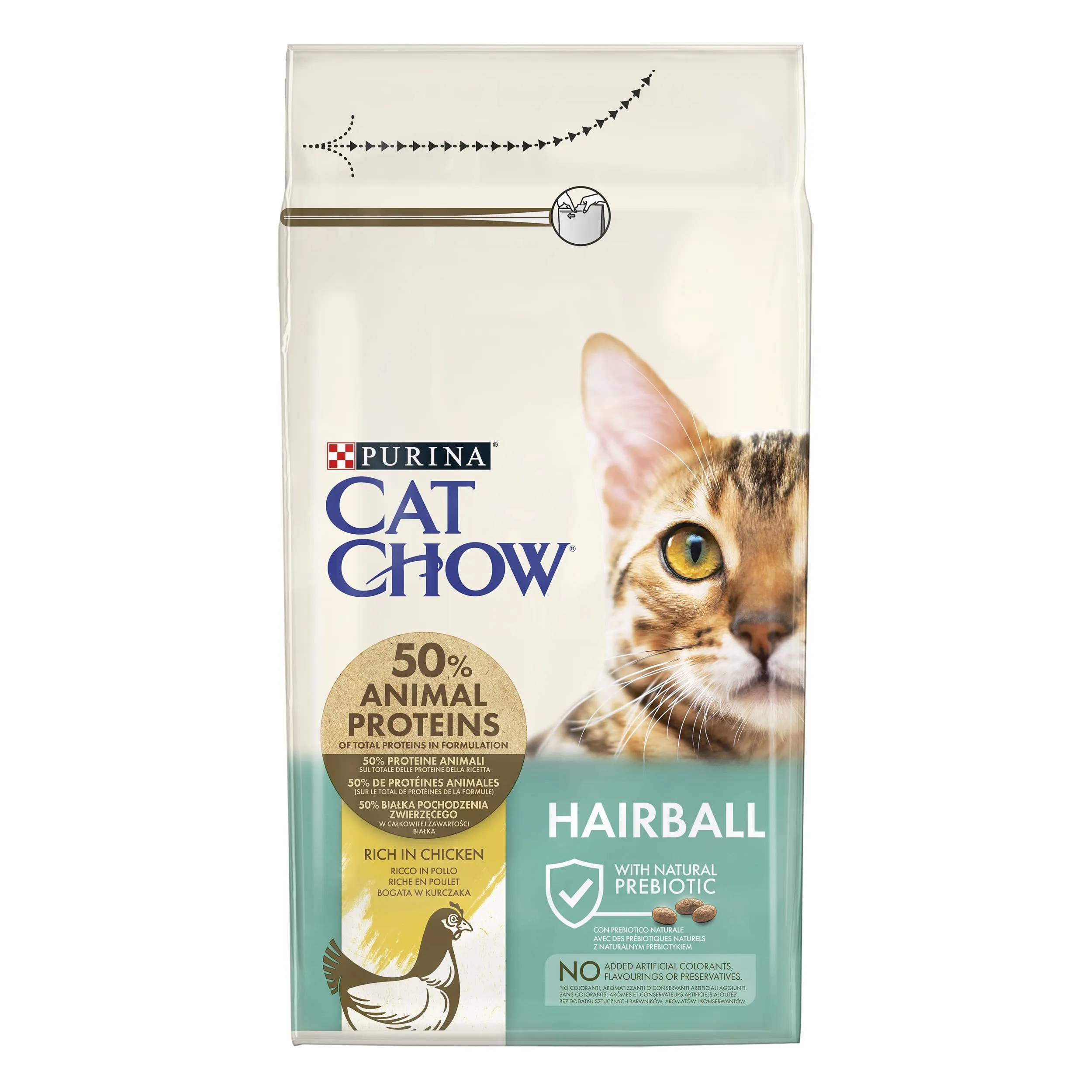 PURINA CAT CHOW Hairball Control Crocchette per gatti adulti con Pollo, 6 sacchi da 1.5kg - immagine 2