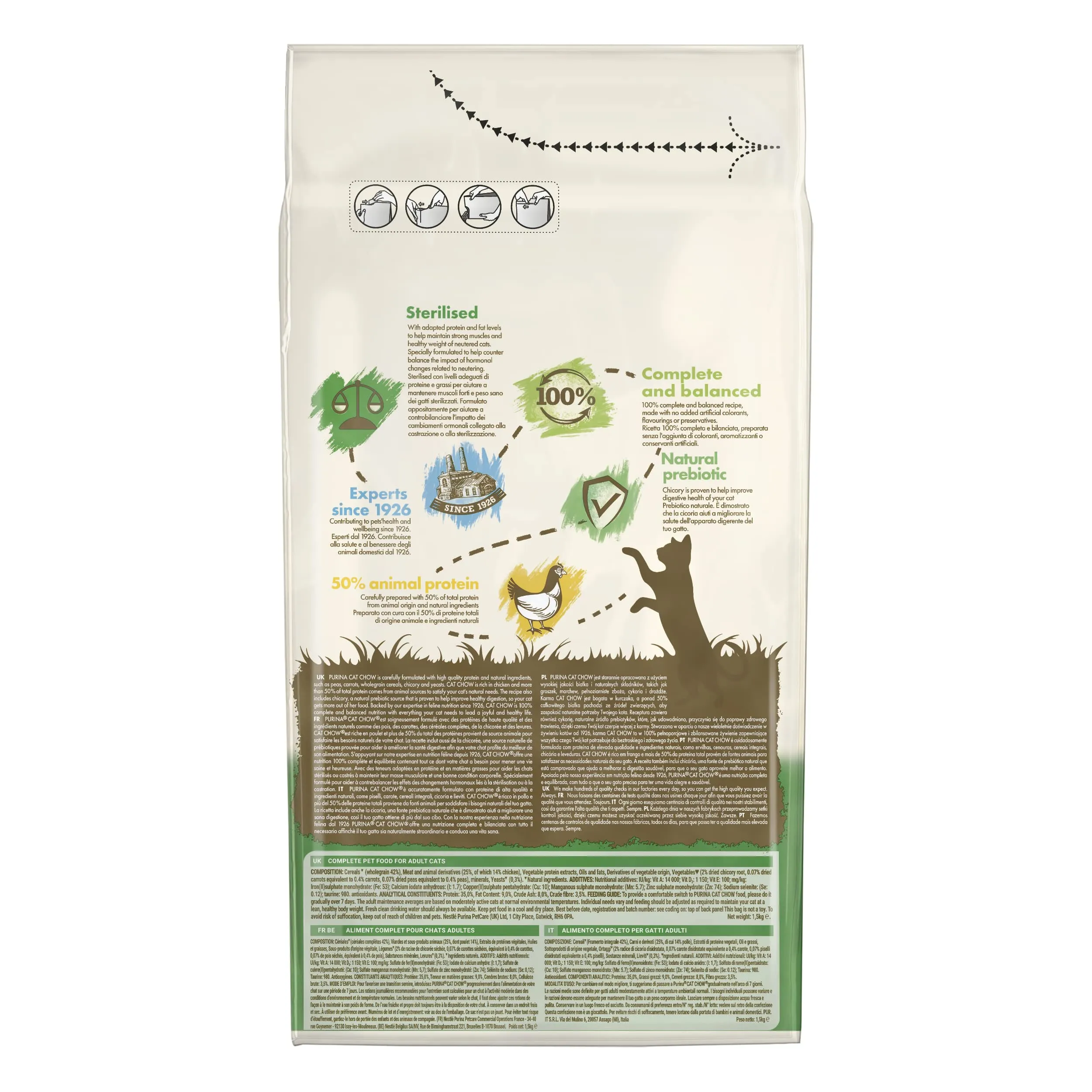 PURINA CAT CHOW Sterilized Crocchette per gatti adulti con Pollo, 6 sacchi da 1.5kg - immagine 3