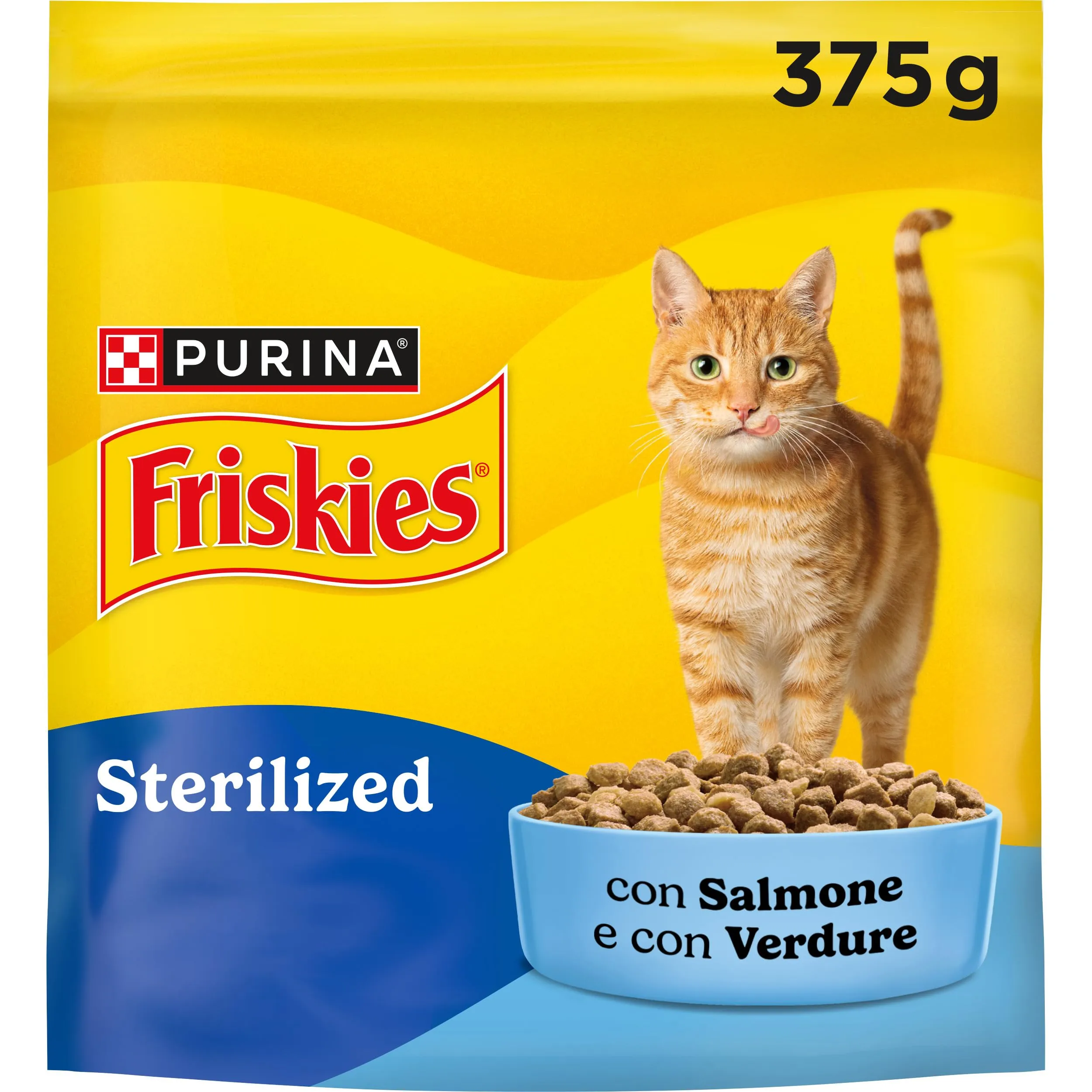 PURINA FRISKIES Sterilized crocchette per gatti adulti sterilizzati con Salmone e con Verdure 12 Sacchi da 375g - immagine 4