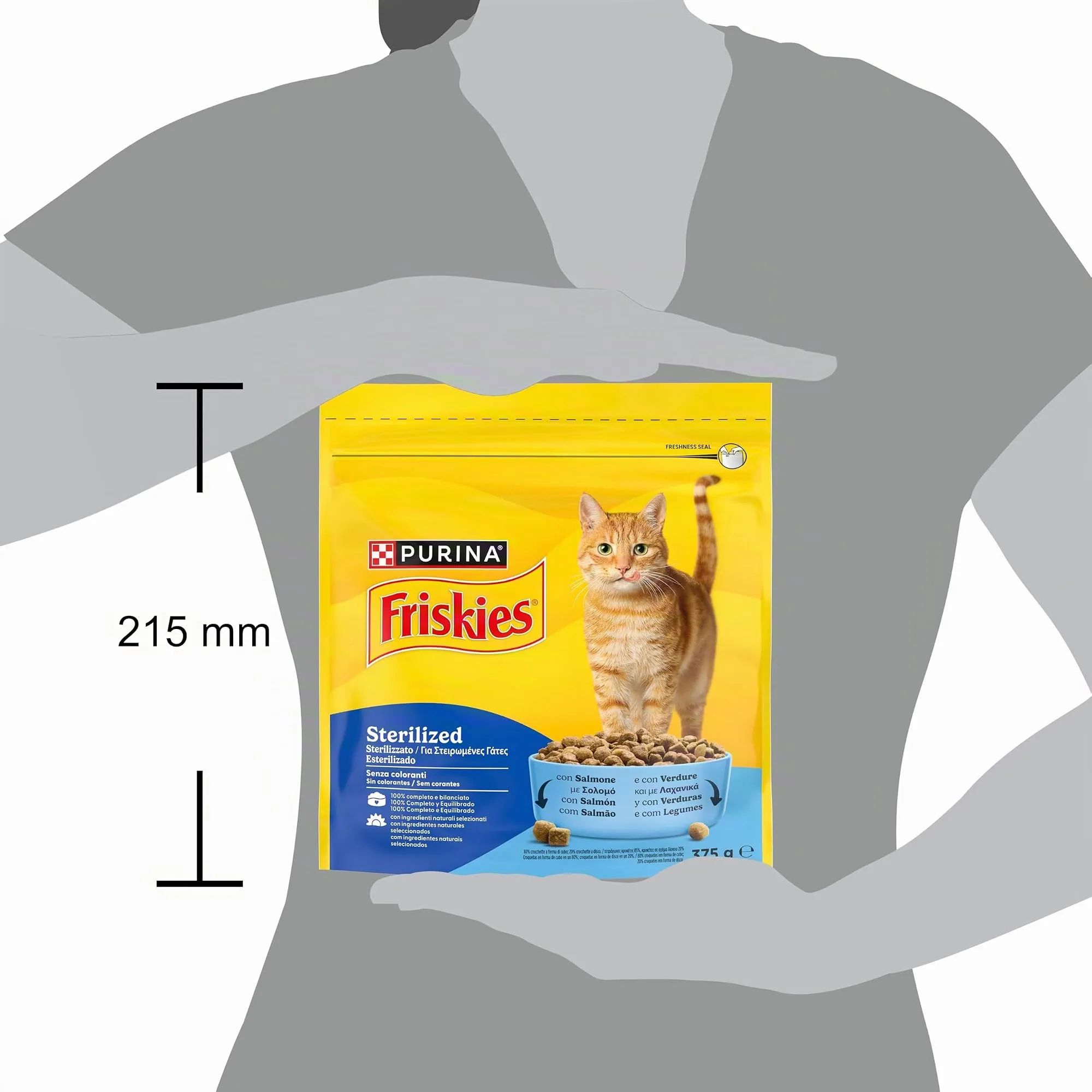 PURINA FRISKIES Sterilized crocchette per gatti adulti sterilizzati con Salmone e con Verdure 12 Sacchi da 375g - immagine 5