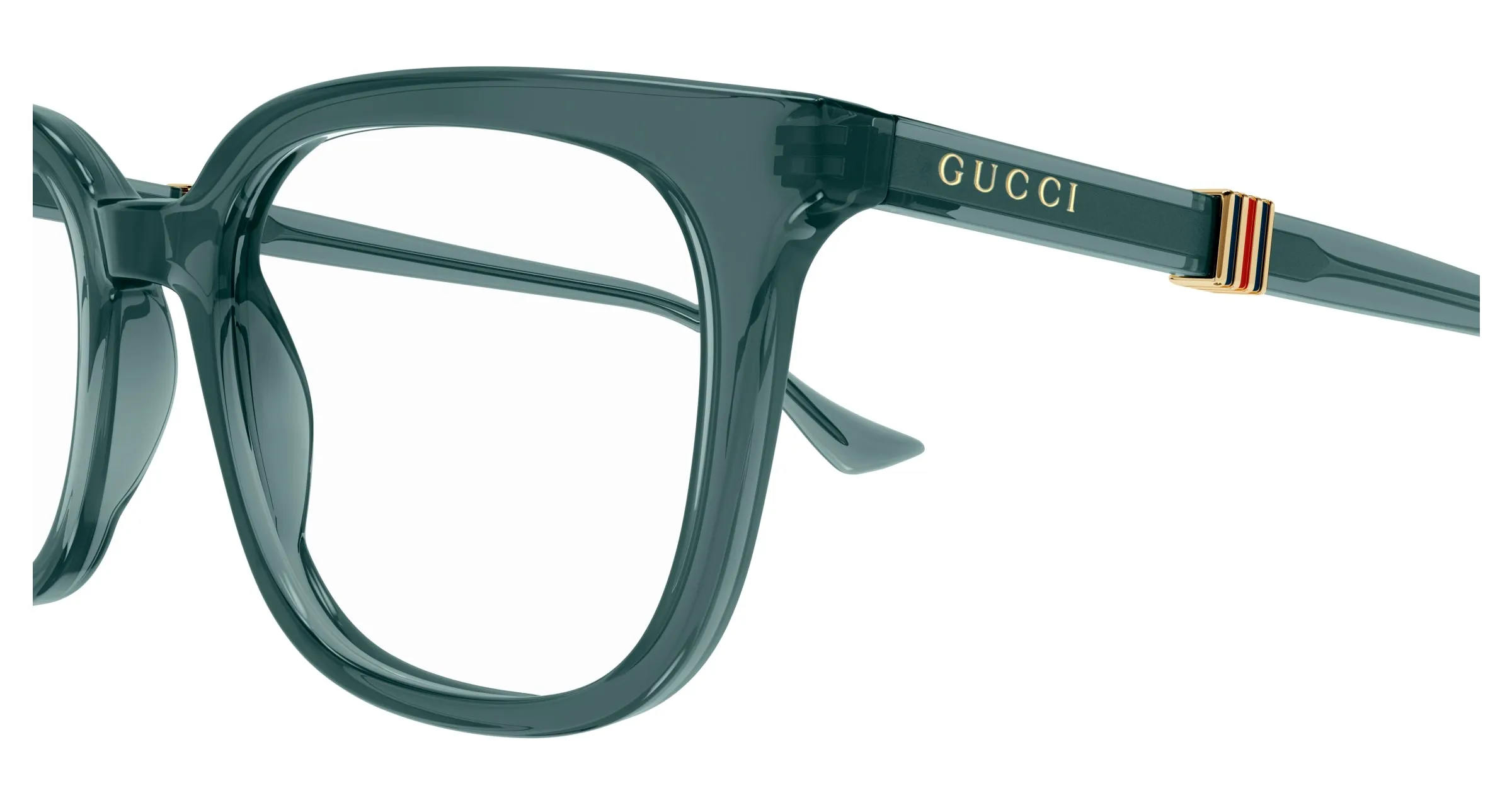 Gucci GG1497O 007 Montature da vista Acetato Verde Trasparente Squadrata - immagine 3