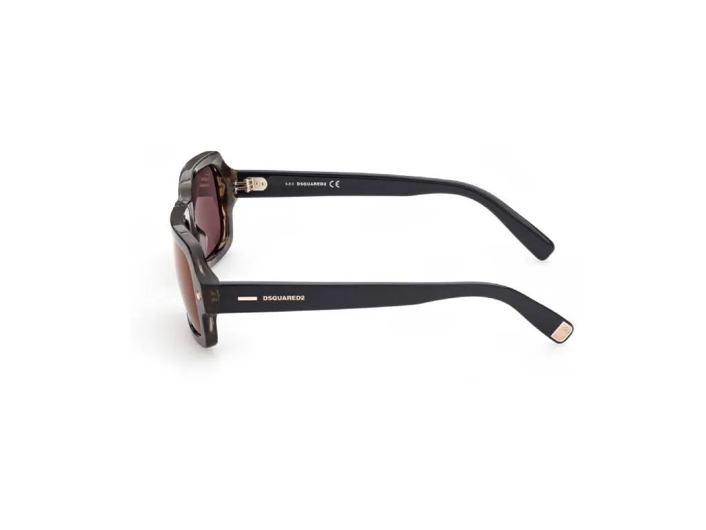 Dsquared2 DQ0373 50C Occhiali da sole outlet Acetato Havana Rosso Squadrata Normale - immagine 3