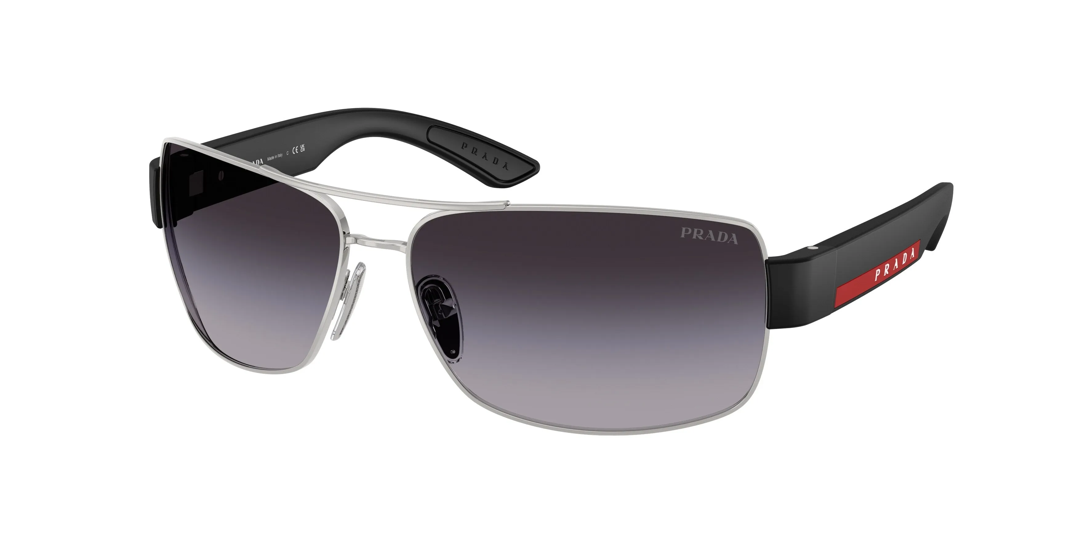 Prada Linea Rossa PS B52S 1BC09U Occhiali da sole Metallo Argento Grigio Geometrica Normale Sfumato - immagine 1