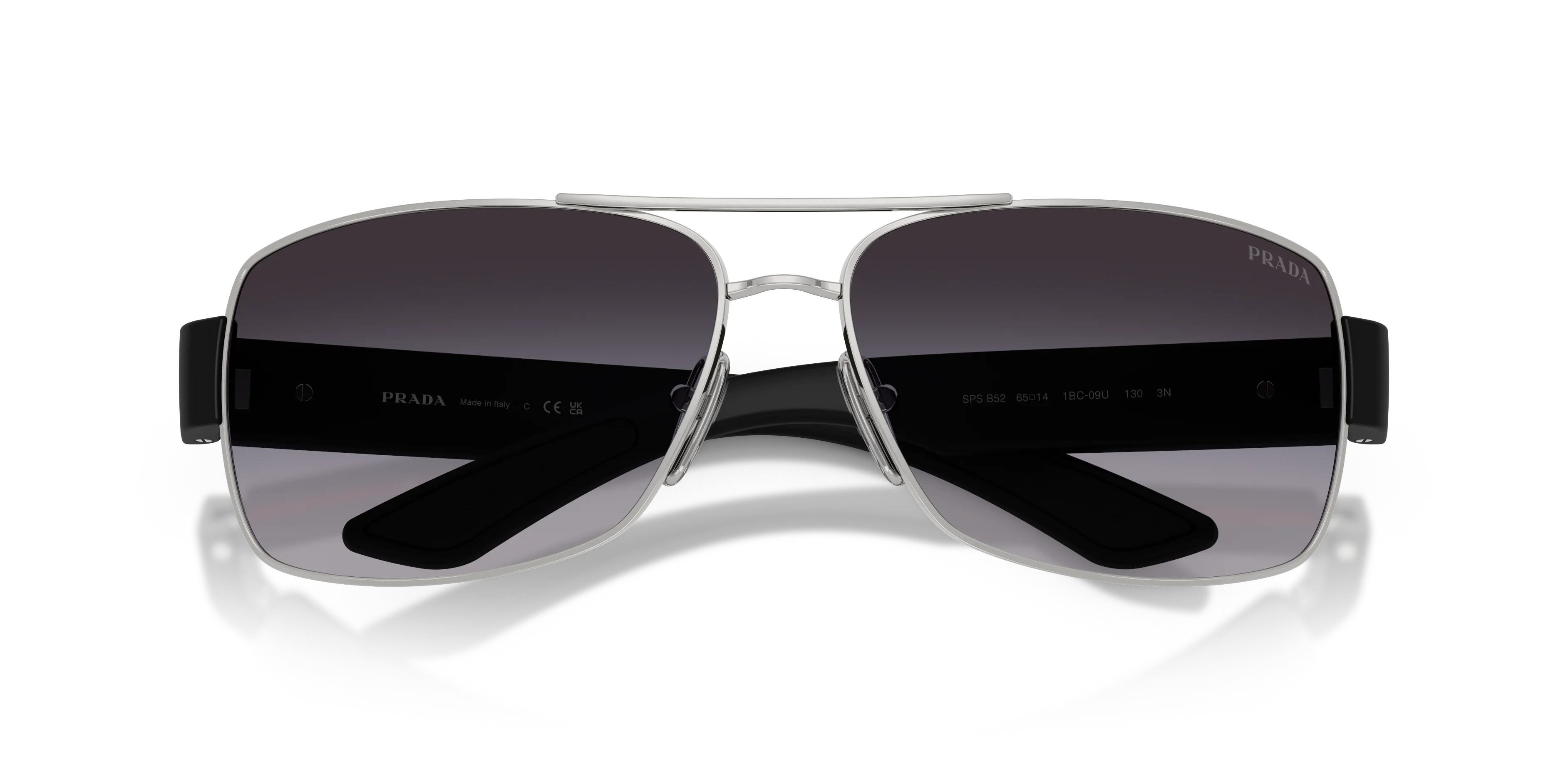 Prada Linea Rossa PS B52S 1BC09U Occhiali da sole Metallo Argento Grigio Geometrica Normale Sfumato - immagine 2