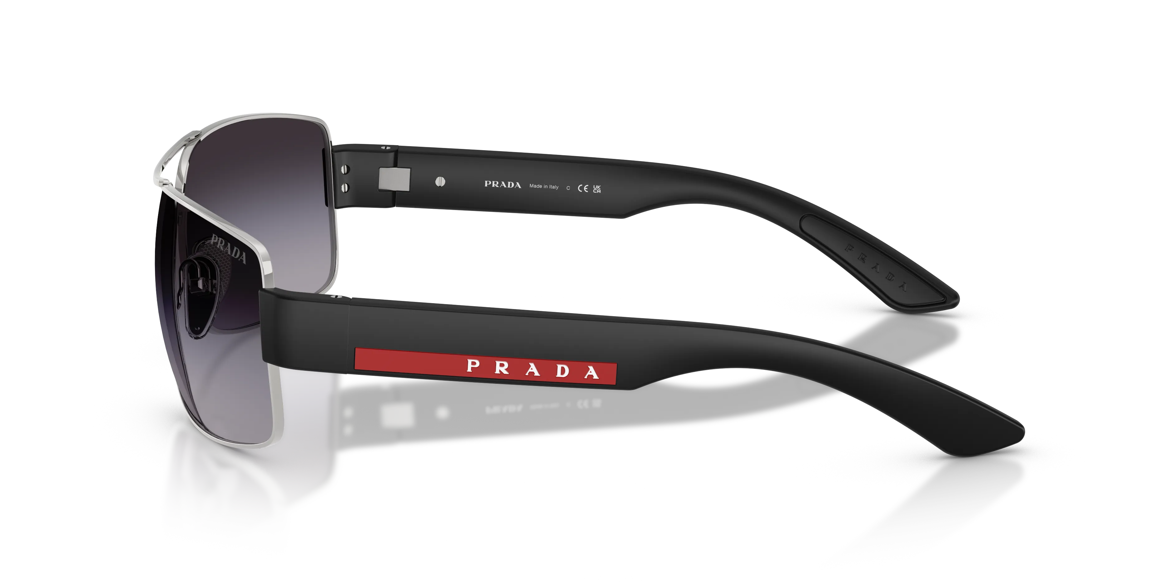 Prada Linea Rossa PS B52S 1BC09U Occhiali da sole Metallo Argento Grigio Geometrica Normale Sfumato - immagine 4
