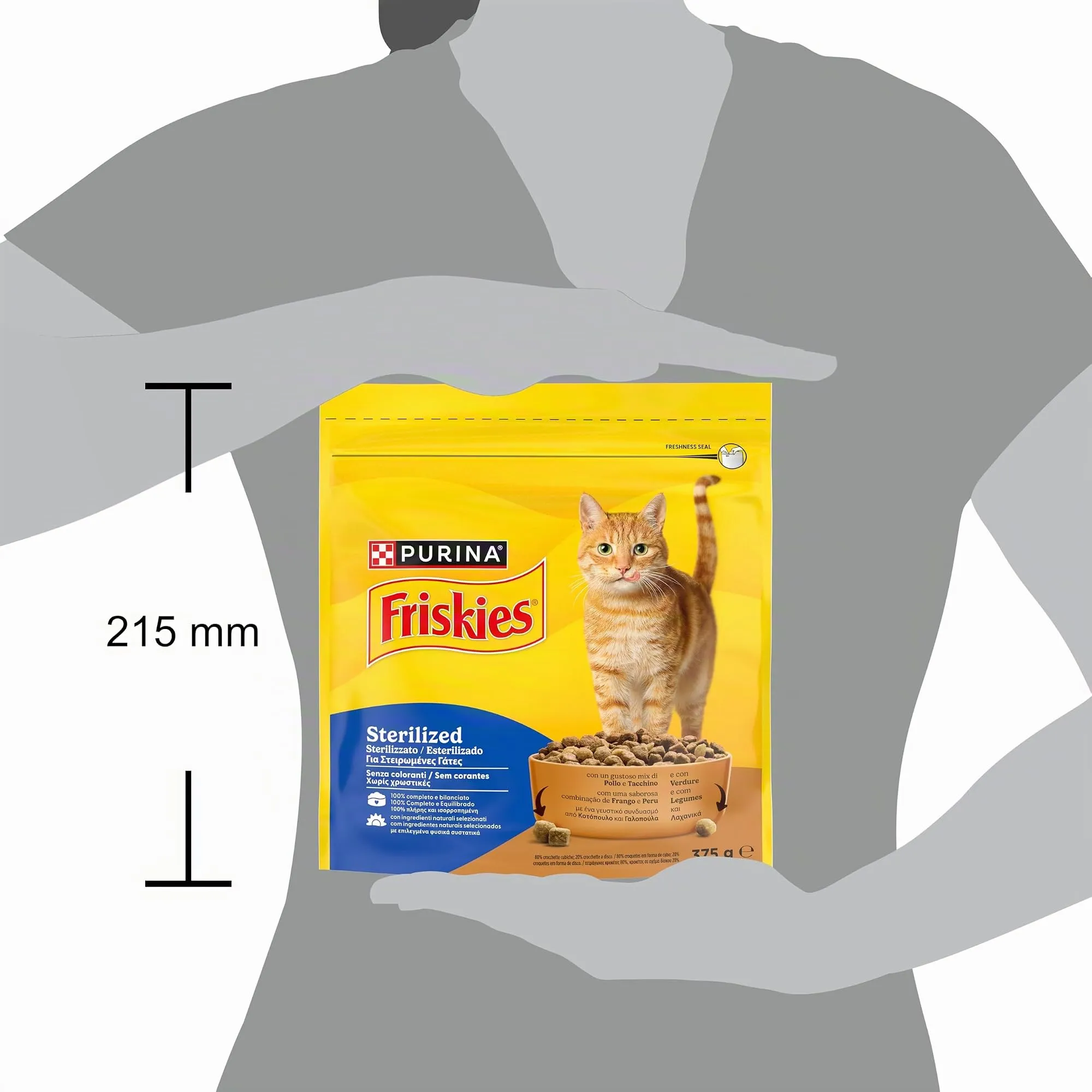 PURINA FRISKIES Sterilized crocchette per gatti adulti sterilizzati con un gustoso mix di Pollo e Tacchino e con Verdure in 12 Confezioni da 375 g - immagine 2