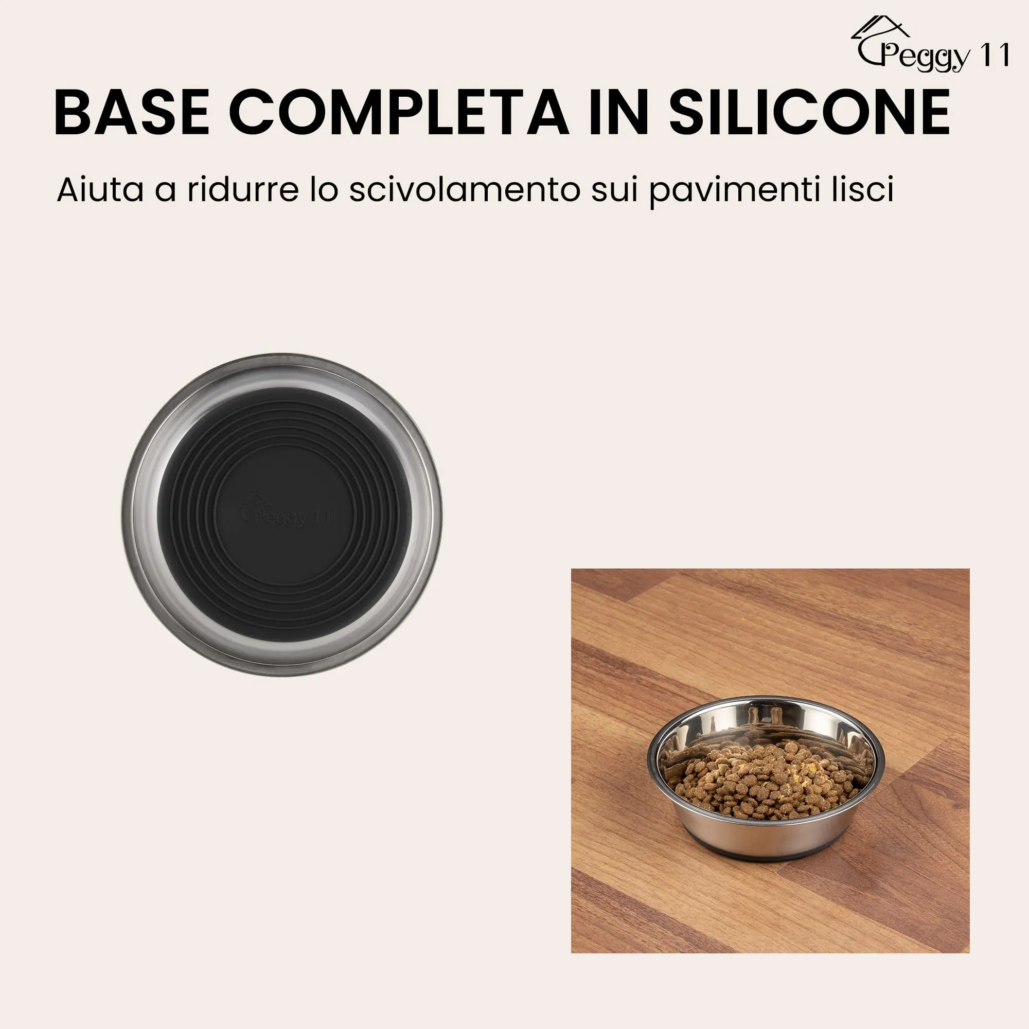 PEGGY11 Ciotole per Gatti in Acciaio Inox, Larghe e Basse, 430 ml, Set da 2 - immagine 3