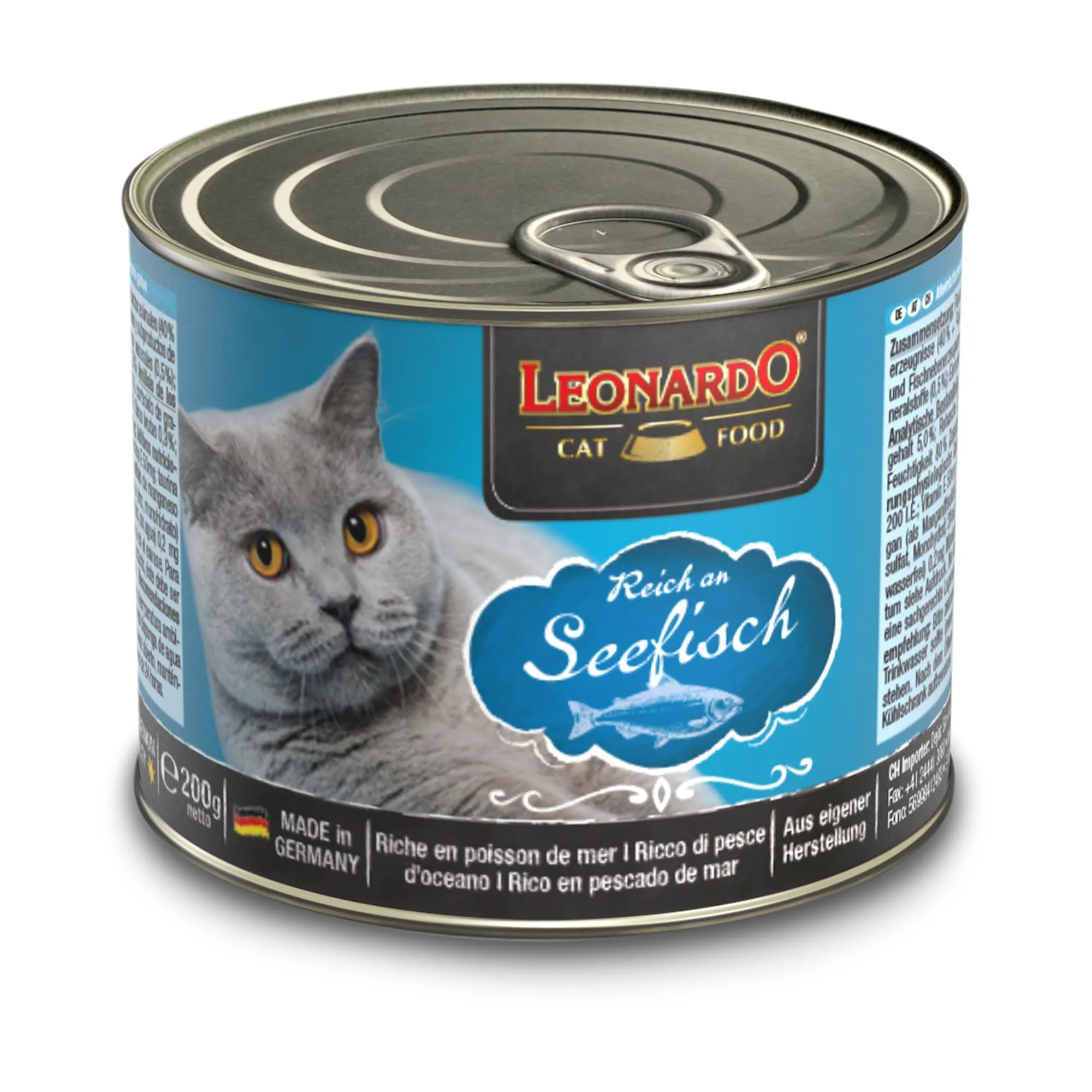 Leonardo Cibo umido [6x200g Ricco di pesce di mare] | Cibo umido senza cereali per gatti | Alimento completo umido in lattina - immagine 2