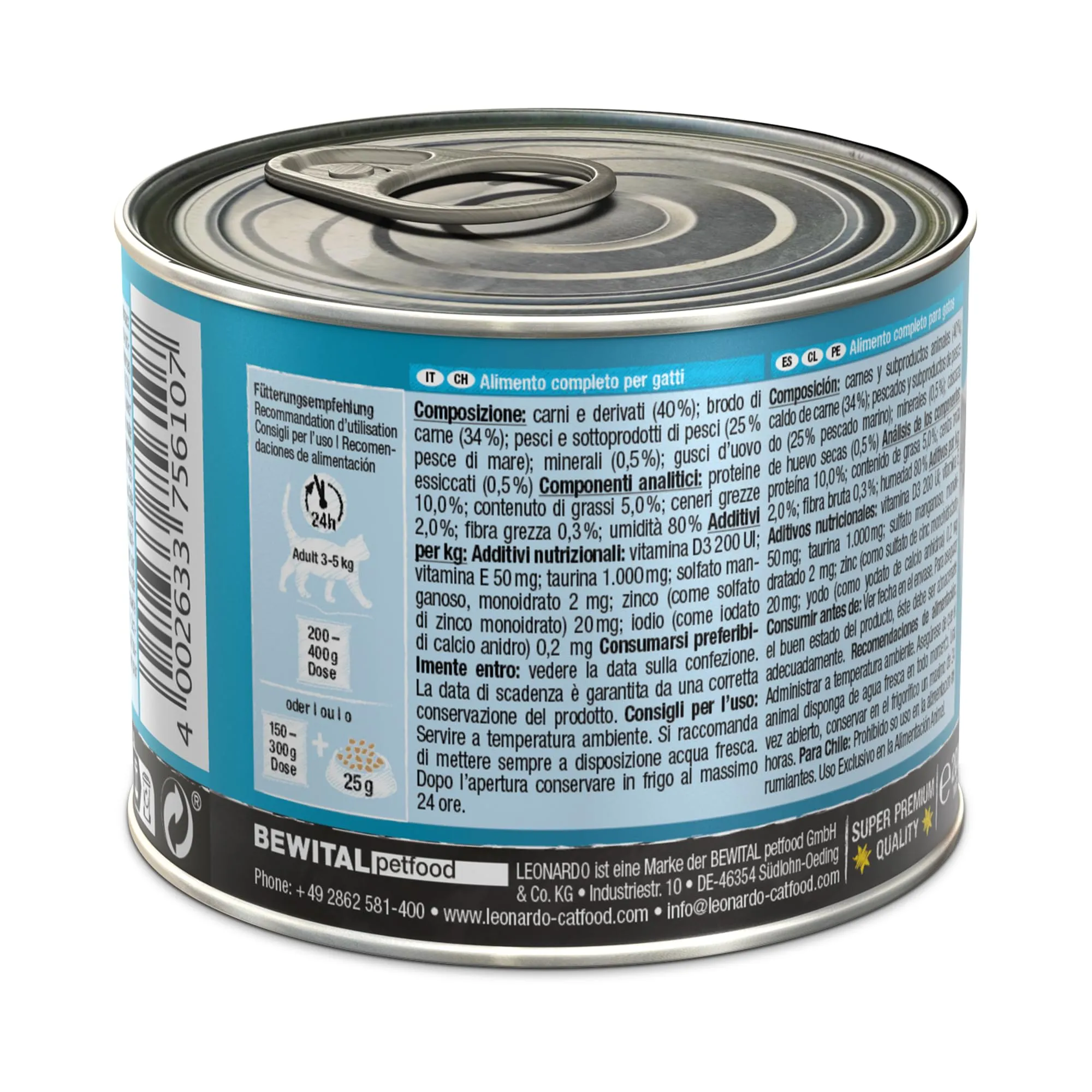 Leonardo Cibo umido [6x200g Ricco di pesce di mare] | Cibo umido senza cereali per gatti | Alimento completo umido in lattina - immagine 3