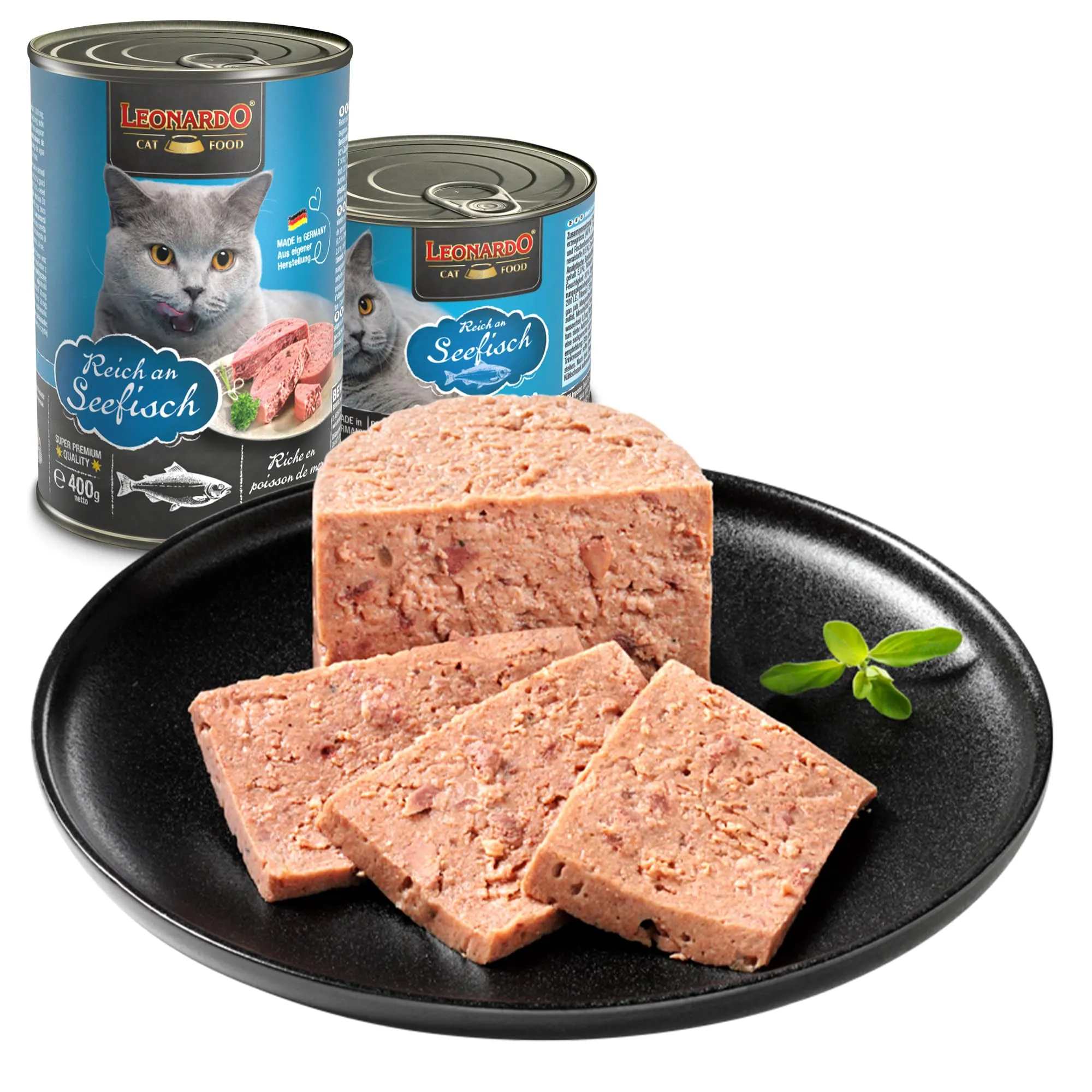 Leonardo Cibo umido [6x200g Ricco di pesce di mare] | Cibo umido senza cereali per gatti | Alimento completo umido in lattina - immagine 4