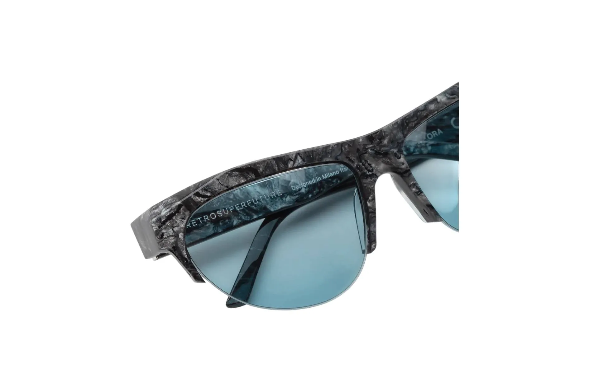 Retrosuperfuture XRC ORA GRANITO Occhiali da sole Acetato Grigio Blu Cat Eye Normale - immagine 3