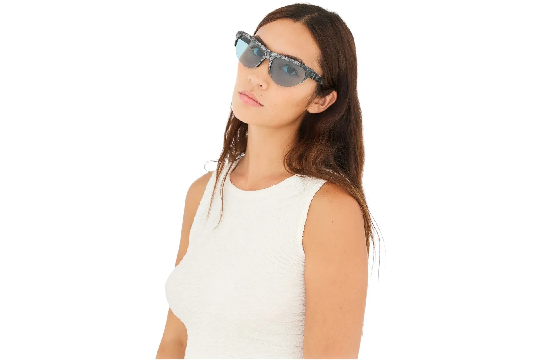 Retrosuperfuture XRC ORA GRANITO Occhiali da sole Acetato Grigio Blu Cat Eye Normale - immagine 4