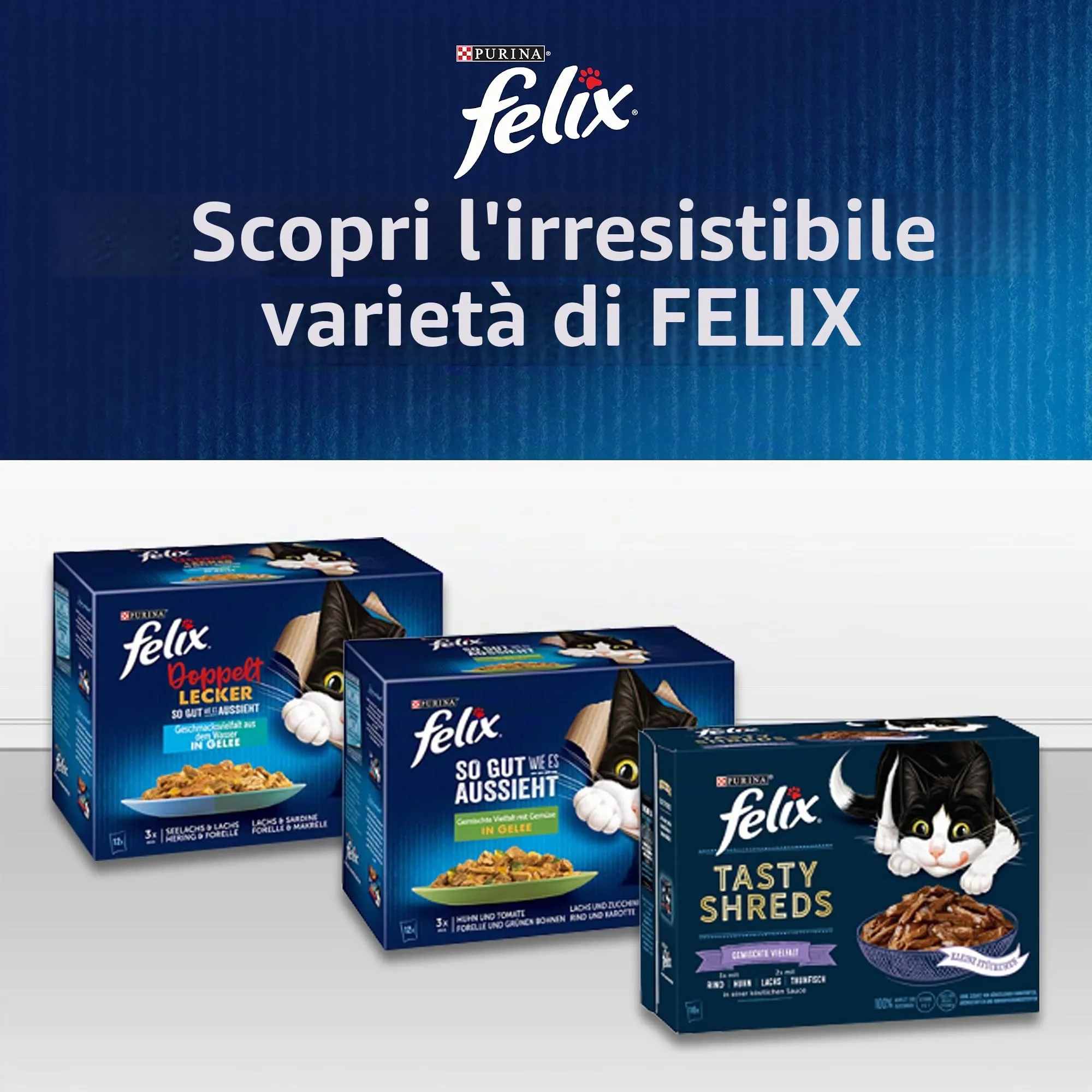FELIX Ottimo come appare, doppio cibo per gatti bagnato in gelatina, mix di varietà, confezione da 4 (4 x 24 sacchetti da 85 g) - immagine 6