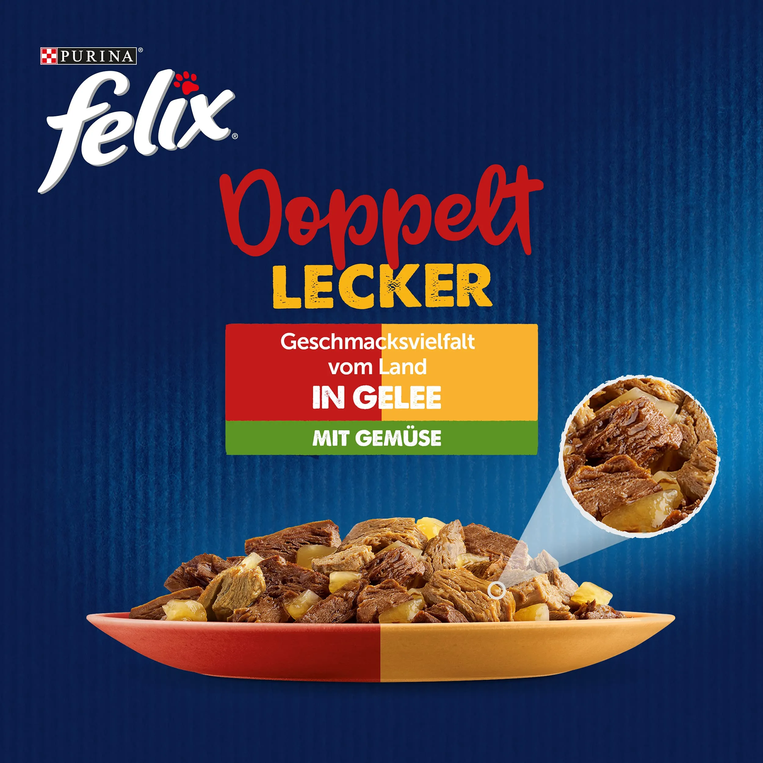 FELIX Ottimo come appare, doppio cibo per gatti bagnato in gelatina, mix di varietà, confezione da 4 (4 x 24 sacchetti da 85 g) - immagine 3