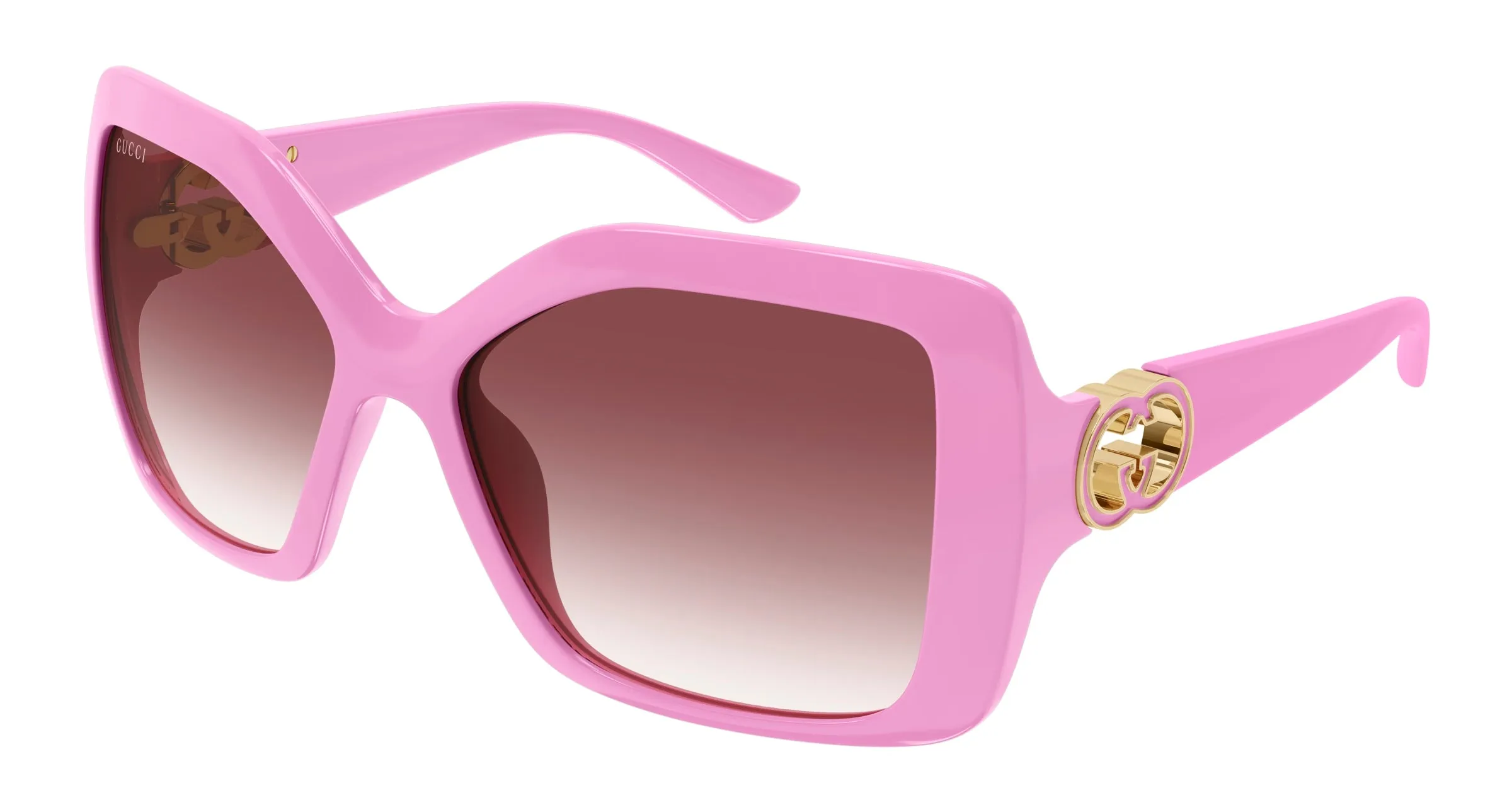 Gucci GG2015S 005 Occhiali da sole Iniettato Rosa Rosso Squadrata - immagine 1