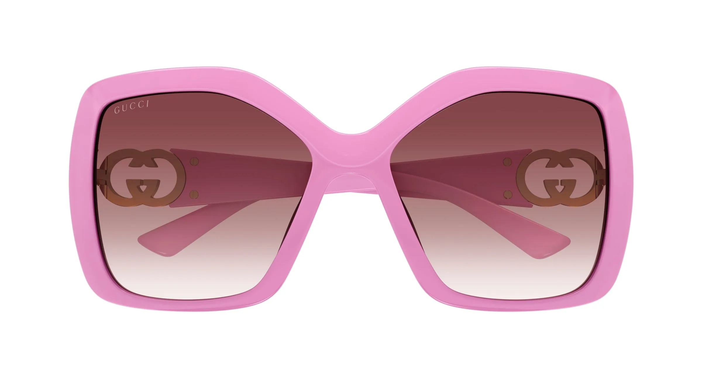 Gucci GG2015S 005 Occhiali da sole Iniettato Rosa Rosso Squadrata - immagine 2