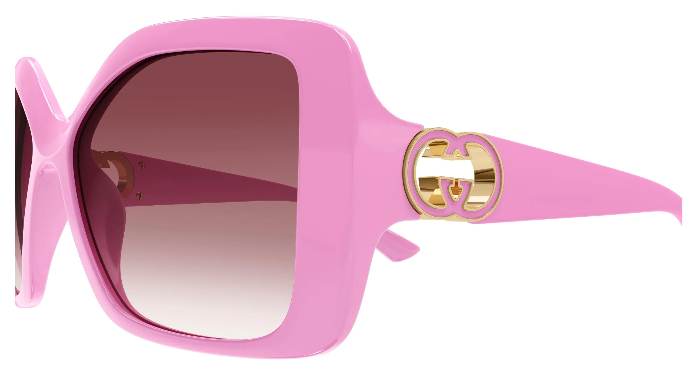 Gucci GG2015S 005 Occhiali da sole Iniettato Rosa Rosso Squadrata - immagine 3