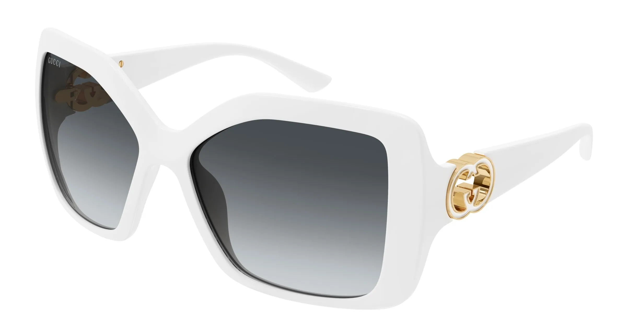 Gucci GG2015S 003 Occhiali da sole Iniettato Bianco Grigio Squadrata - immagine 1