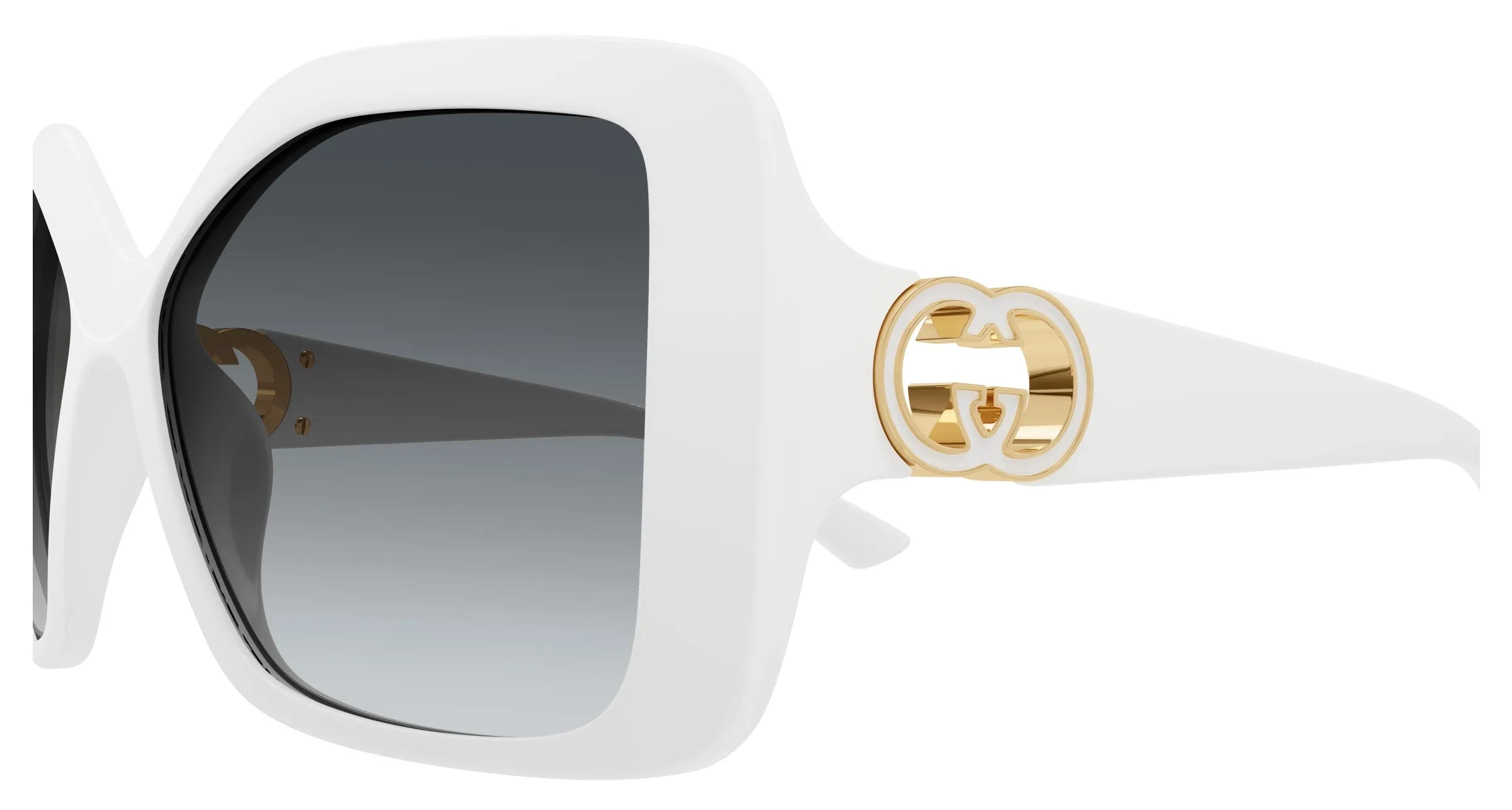Gucci GG2015S 003 Occhiali da sole Iniettato Bianco Grigio Squadrata - immagine 3