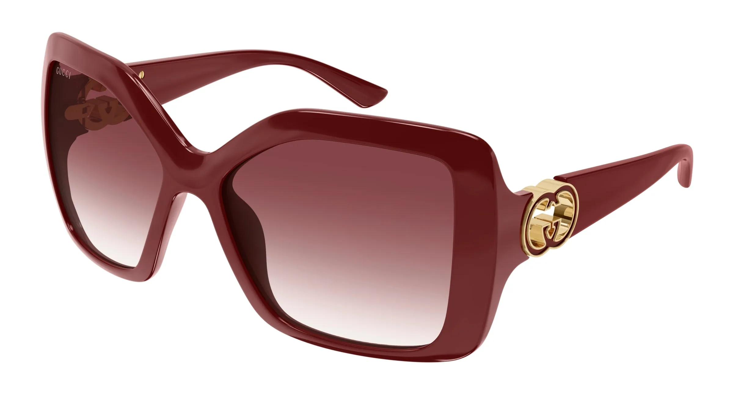 Gucci GG2015S 002 Occhiali da sole Iniettato Bordeaux Rosso Squadrata - immagine 1