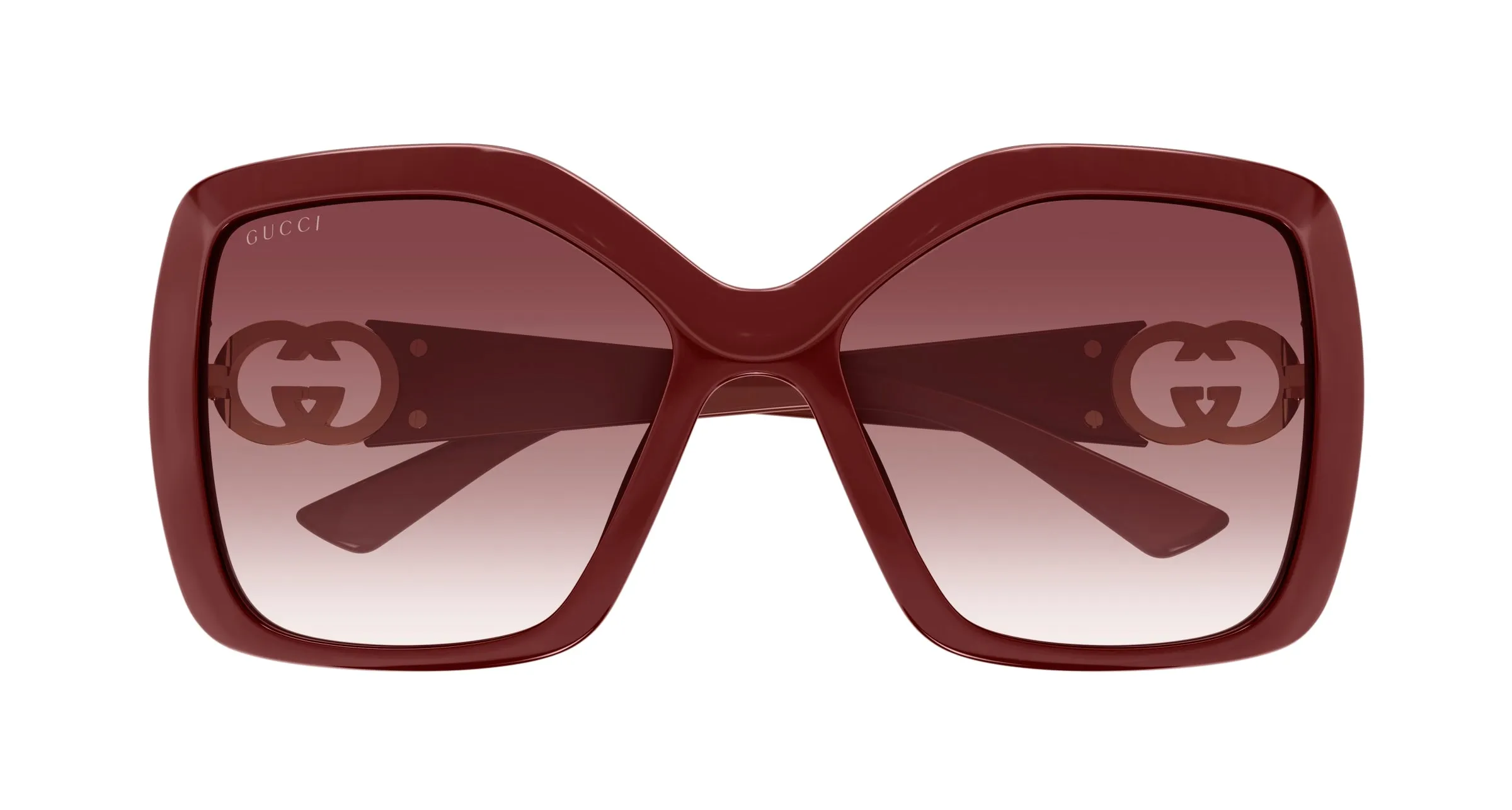 Gucci GG2015S 002 Occhiali da sole Iniettato Bordeaux Rosso Squadrata - immagine 2